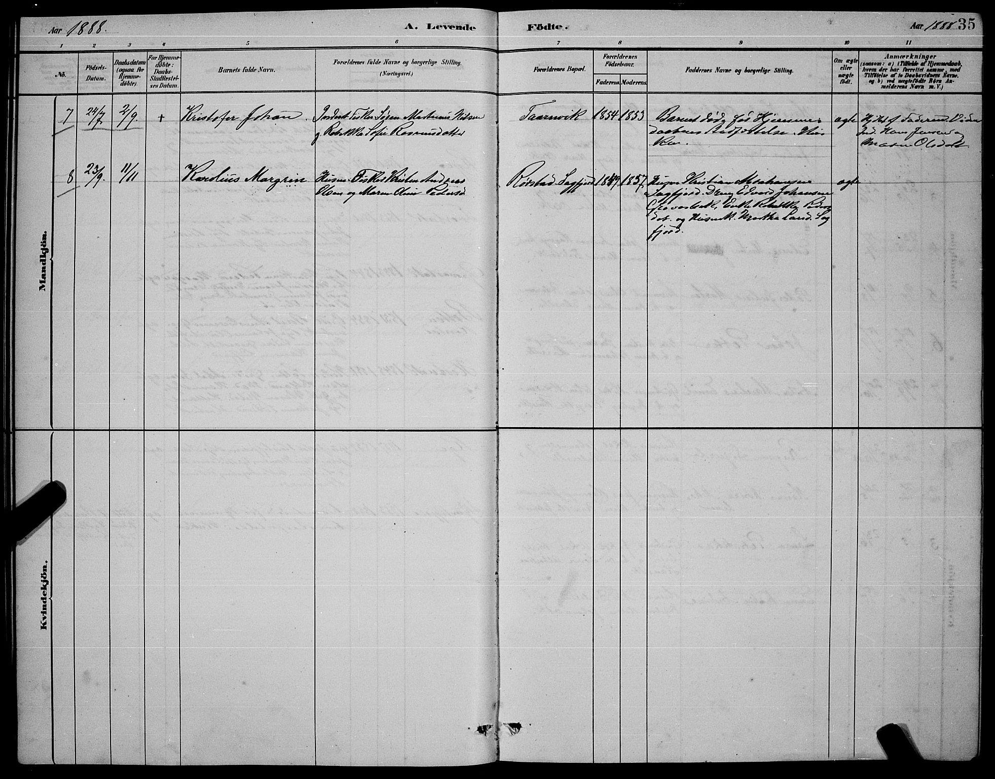 Ministerialprotokoller, klokkerbøker og fødselsregistre - Nordland, AV/SAT-A-1459/853/L0772: Parish register (official) no. 853A11, 1881-1900, p. 35