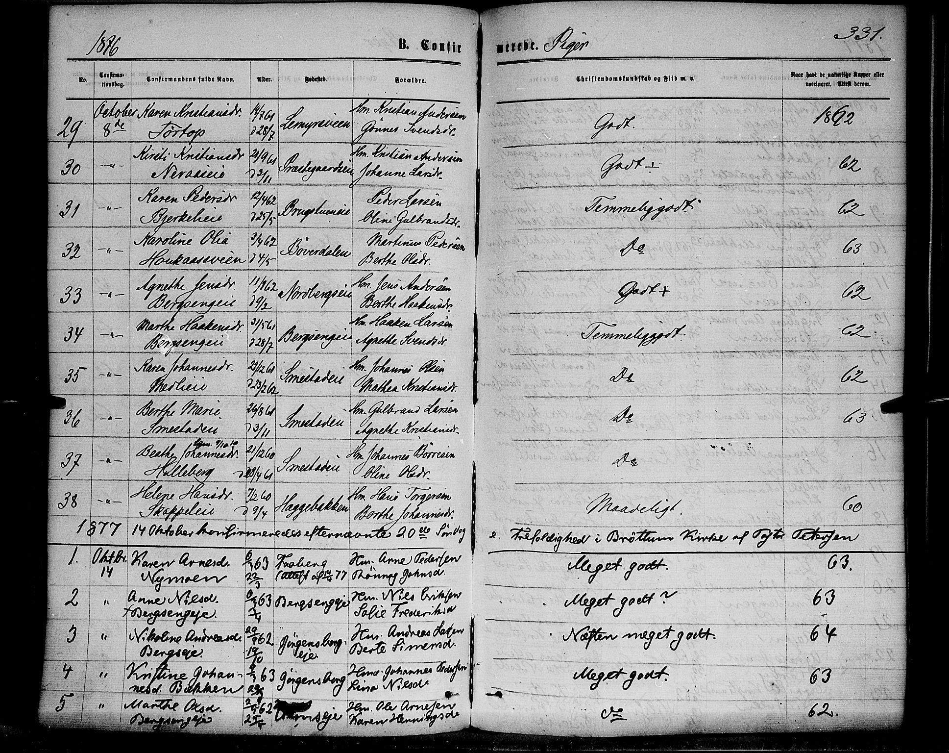 Ringsaker prestekontor, AV/SAH-PREST-014/K/Ka/L0011: Parish register (official) no. 11, 1870-1878, p. 331