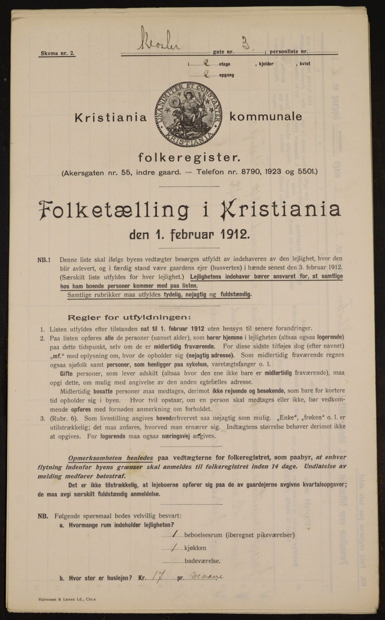 OBA, Municipal Census 1912 for Kristiania, 1912, p. 52332