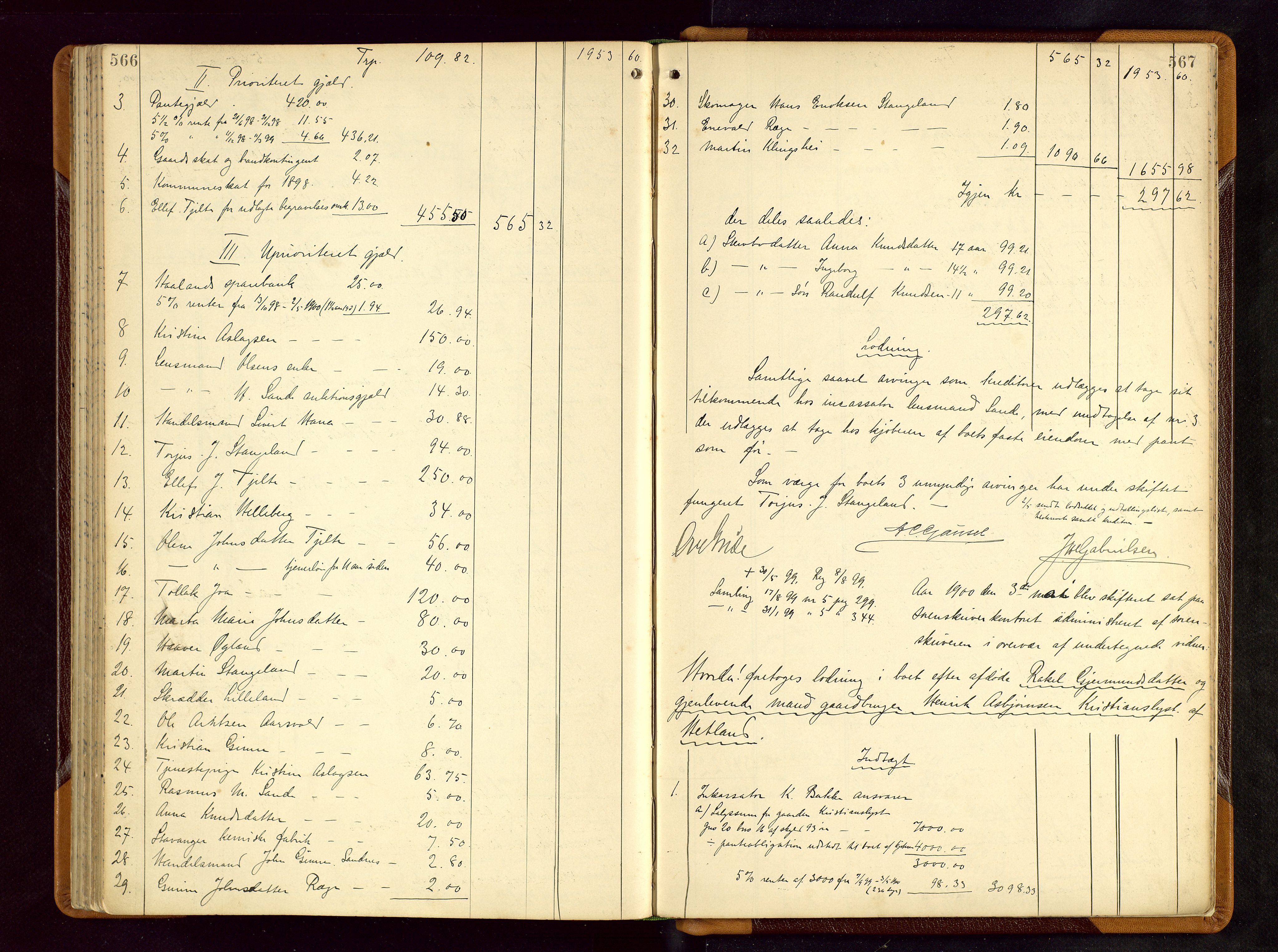 Jæren sorenskriveri, AV/SAST-A-100310/01/5/50/50BB/L0005: SKIFTEUTLODNINGSPROTOKOLL, 1893-1900, p. 566-567