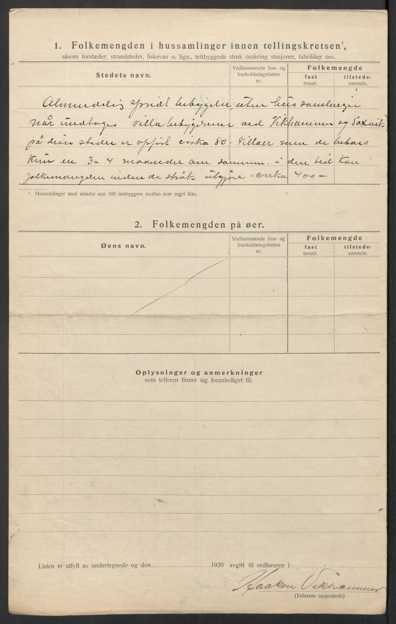SAT, 1920 census for Malvik, 1920, p. 9