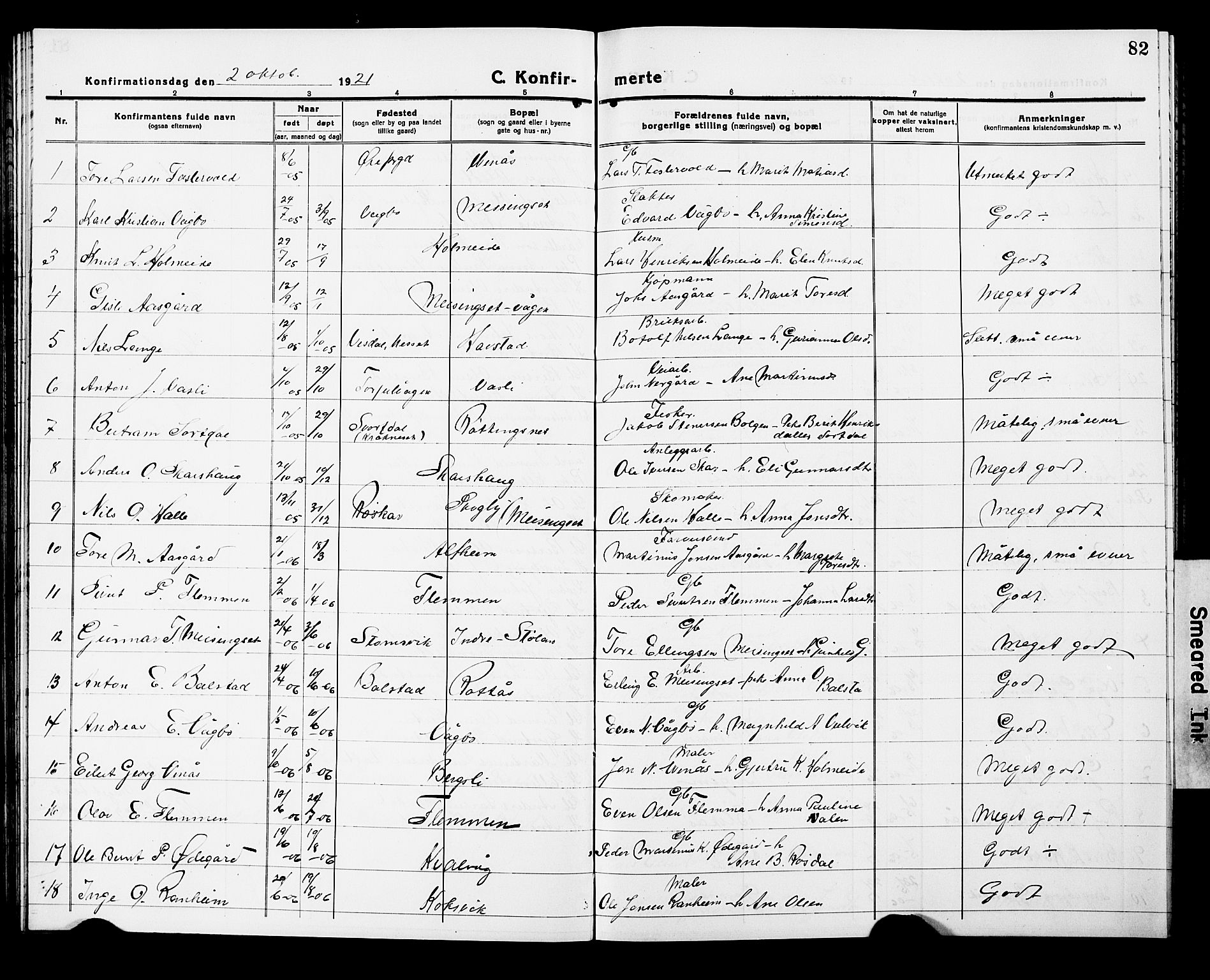 Ministerialprotokoller, klokkerbøker og fødselsregistre - Møre og Romsdal, SAT/A-1454/586/L0994: Parish register (copy) no. 586C05, 1919-1927, p. 82