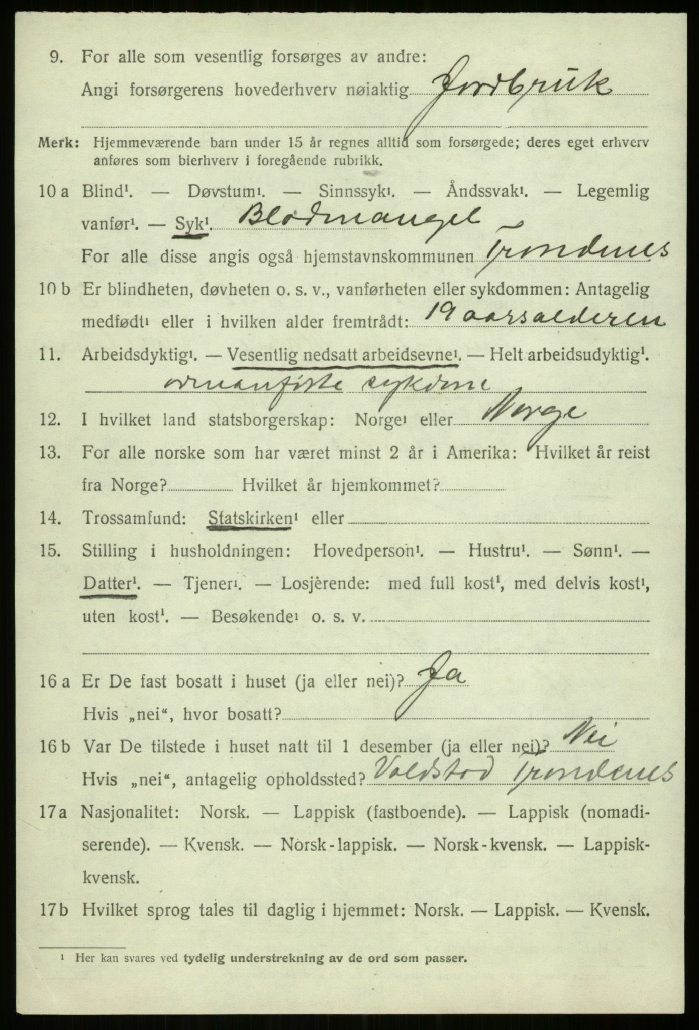 SATØ, 1920 census for Trondenes, 1920, p. 4854