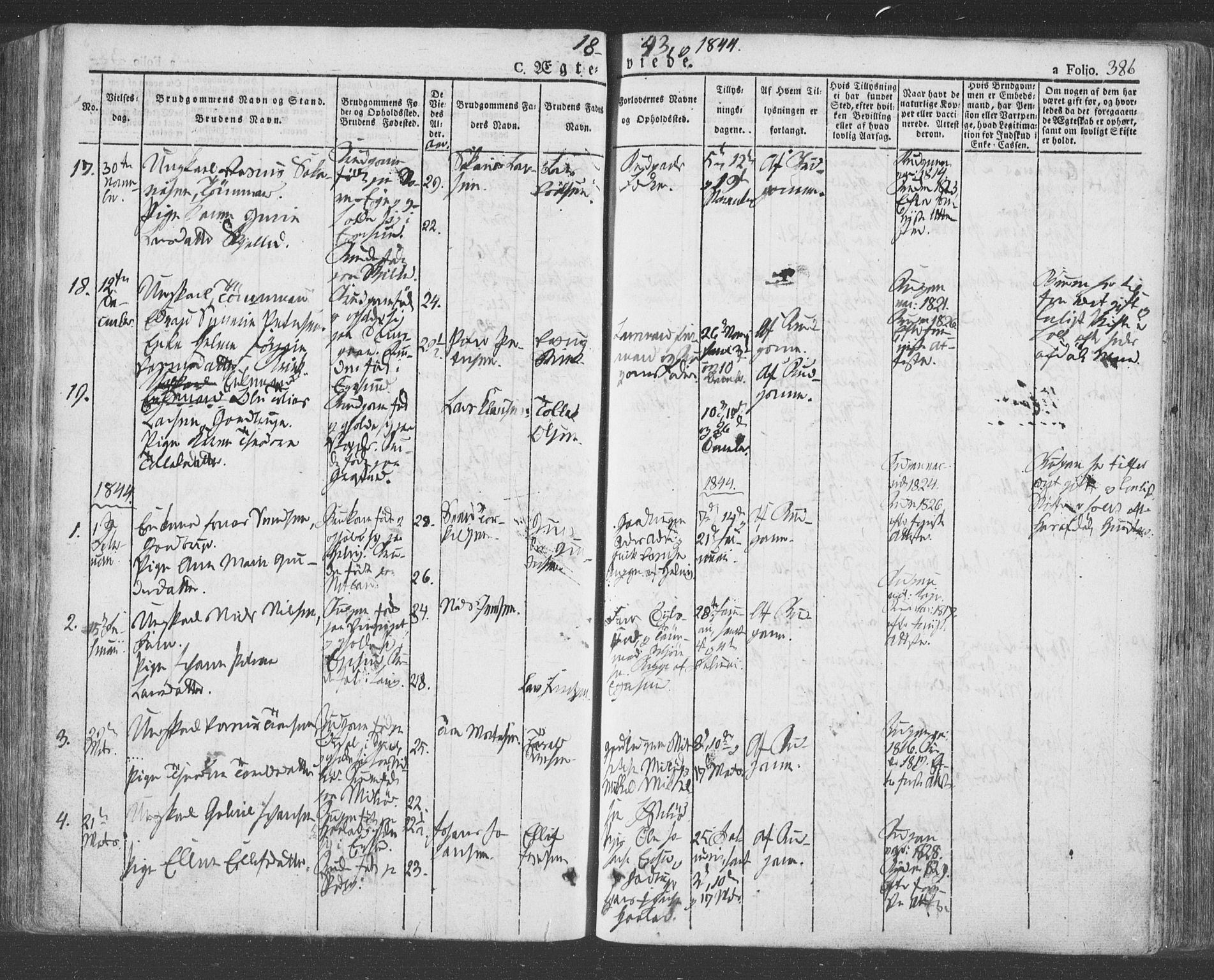 Eigersund sokneprestkontor, SAST/A-101807/S08/L0009: Parish register (official) no. A 9, 1827-1850, p. 386