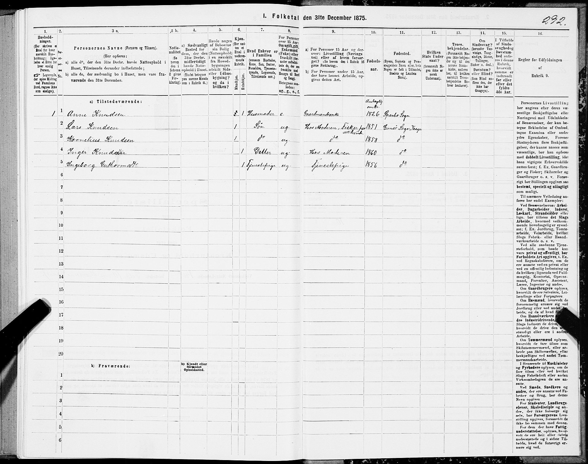 SAT, 1875 census for 1865P Vågan, 1875, p. 5292