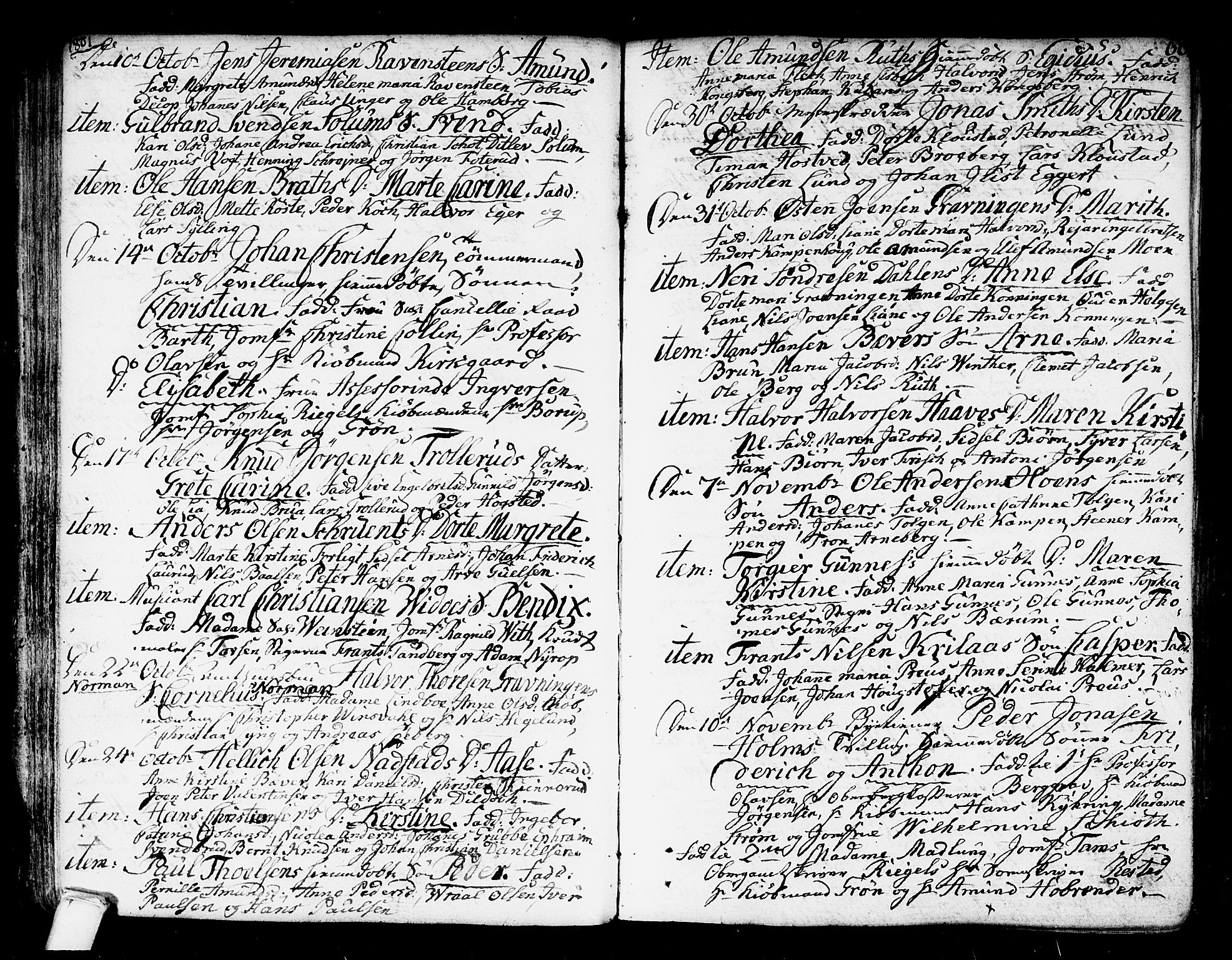 Kongsberg kirkebøker, AV/SAKO-A-22/F/Fa/L0007: Parish register (official) no. I 7, 1795-1816, p. 60