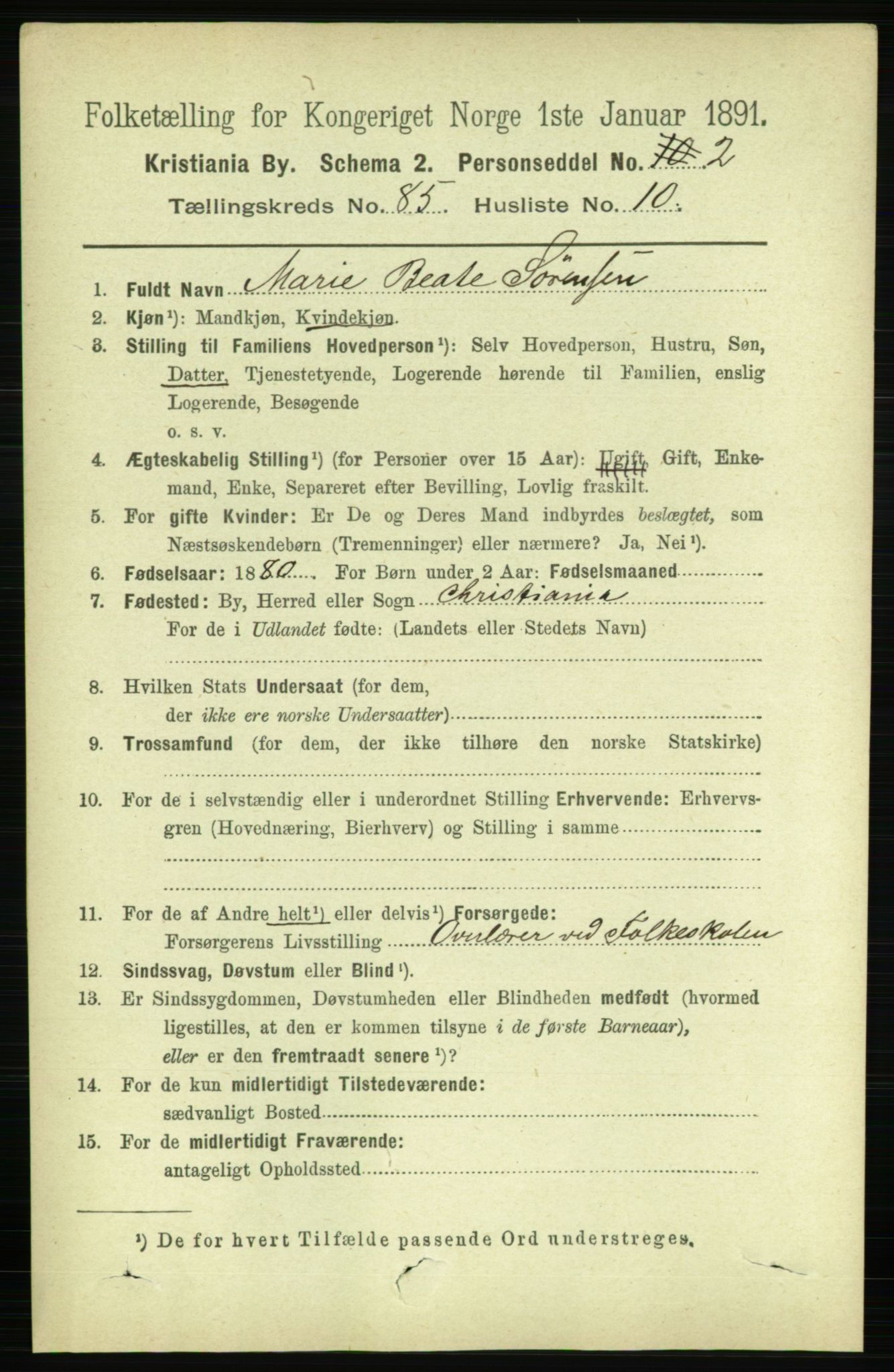 RA, 1891 census for 0301 Kristiania, 1891, p. 42978