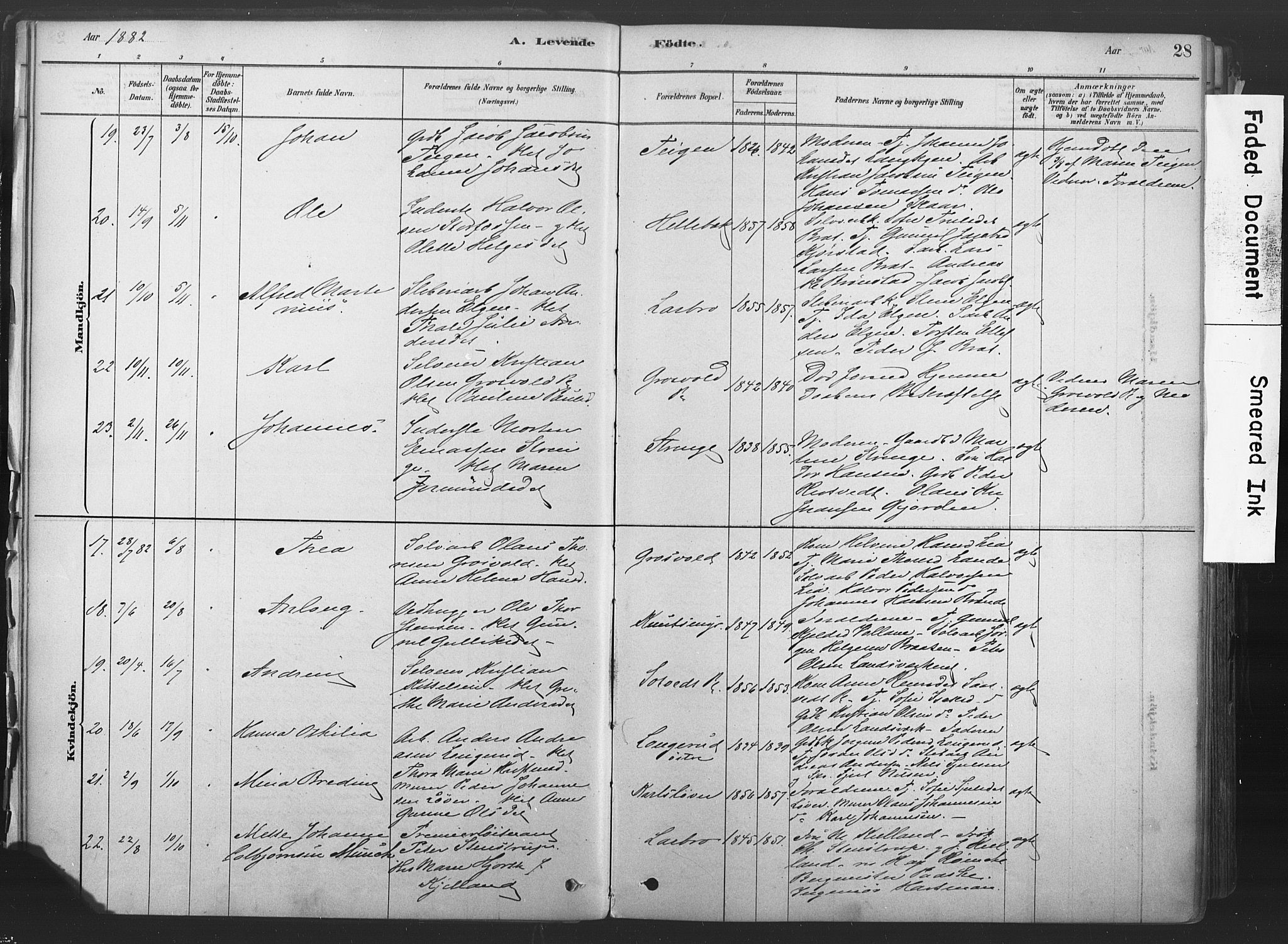 Sandsvær kirkebøker, AV/SAKO-A-244/F/Fd/L0001: Parish register (official) no. IV 1, 1878-1906, p. 28