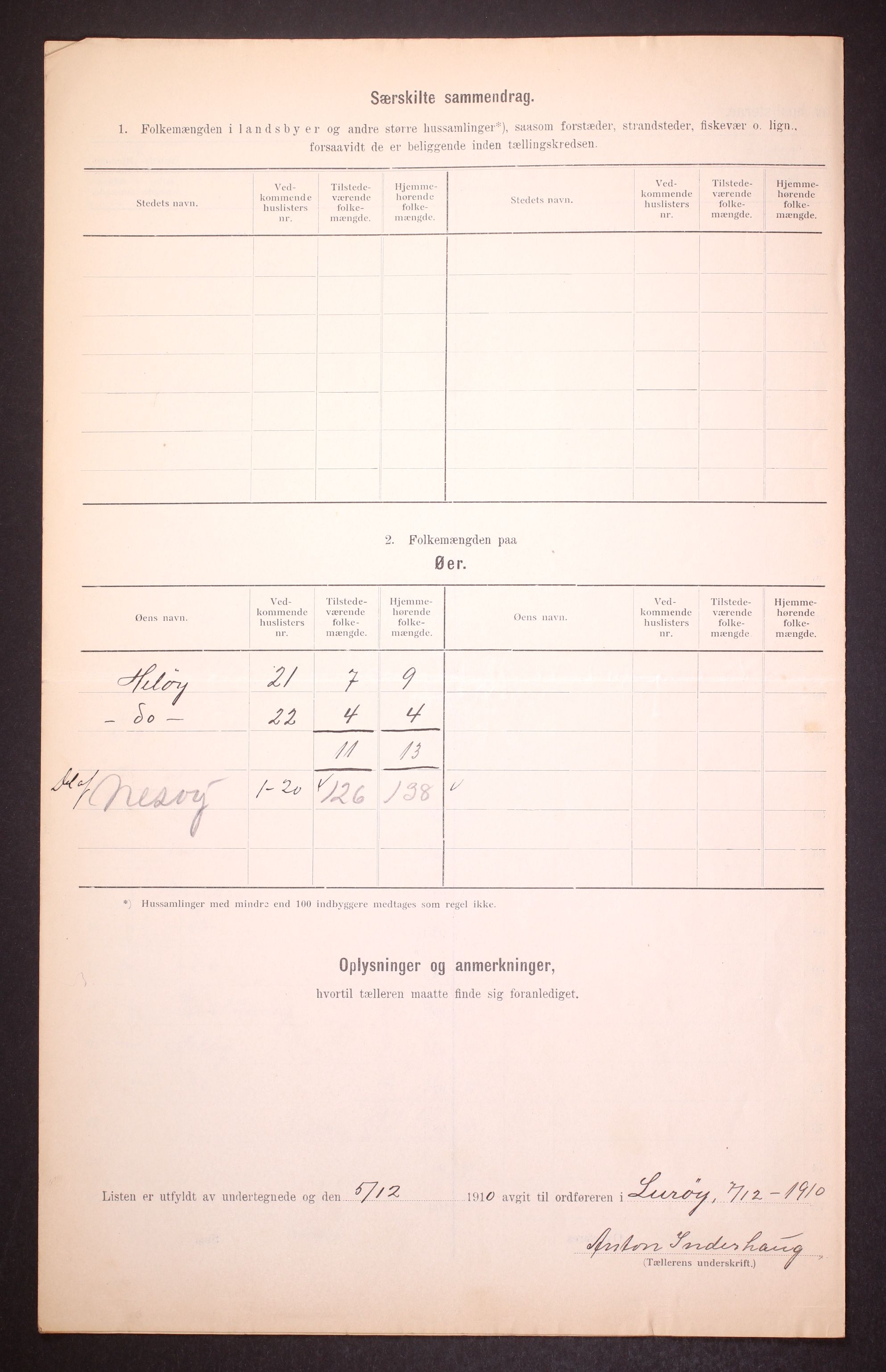 RA, 1910 census for Lurøy, 1910, p. 24