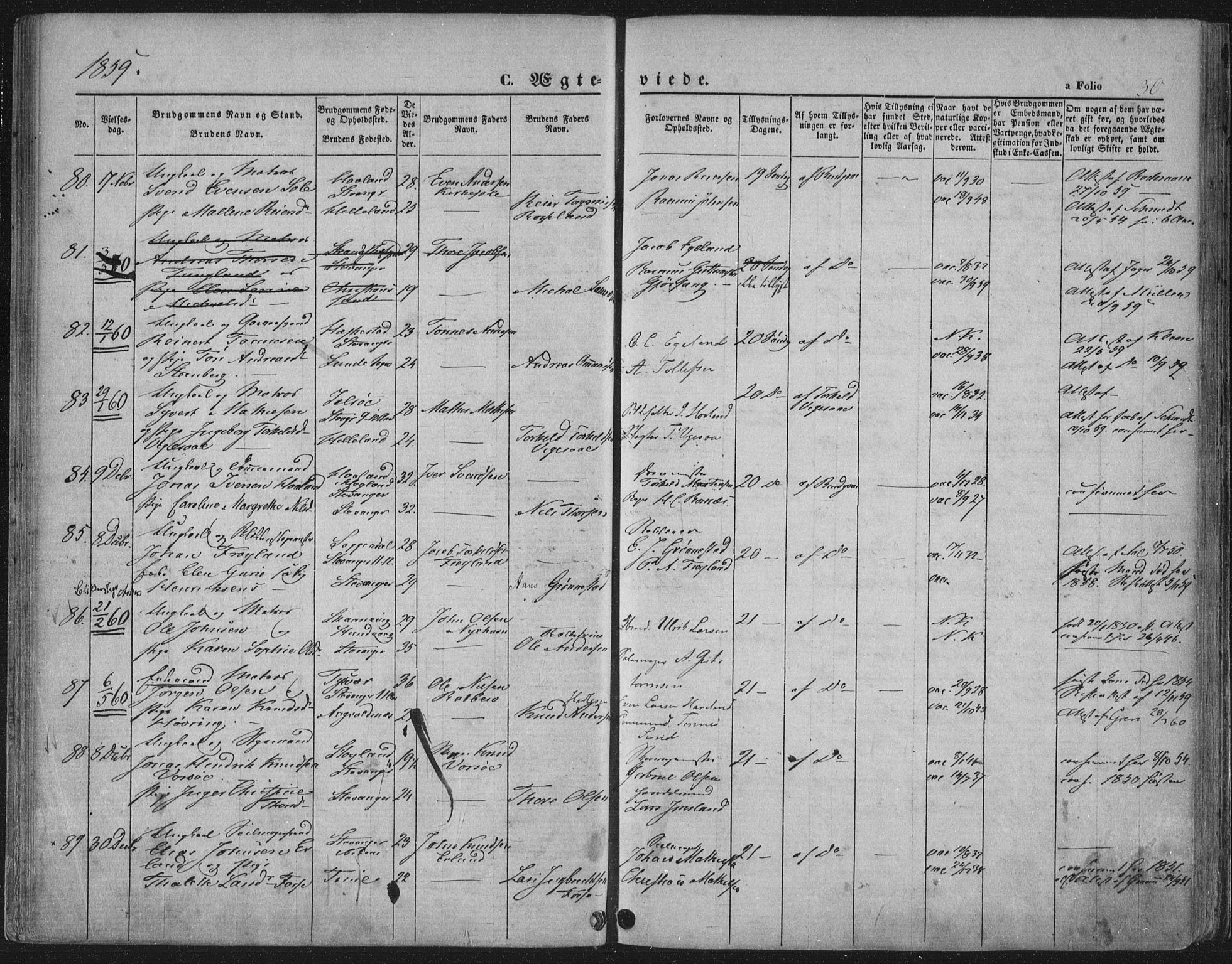 Domkirken sokneprestkontor, SAST/A-101812/001/30/30BA/L0019: Parish register (official) no. A 18, 1857-1877, p. 30