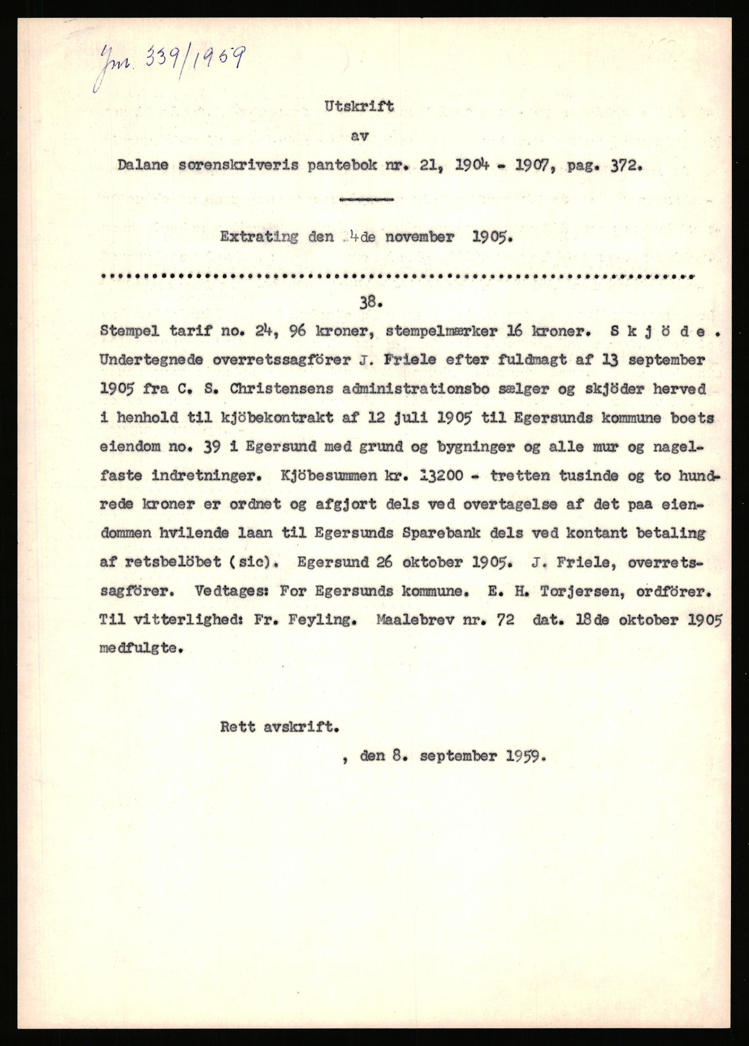 Statsarkivet i Stavanger, SAST/A-101971/03/Y/Yj/L0015: Avskrifter sortert etter gårdsnavn: Dysje - Eide, 1750-1930, p. 393