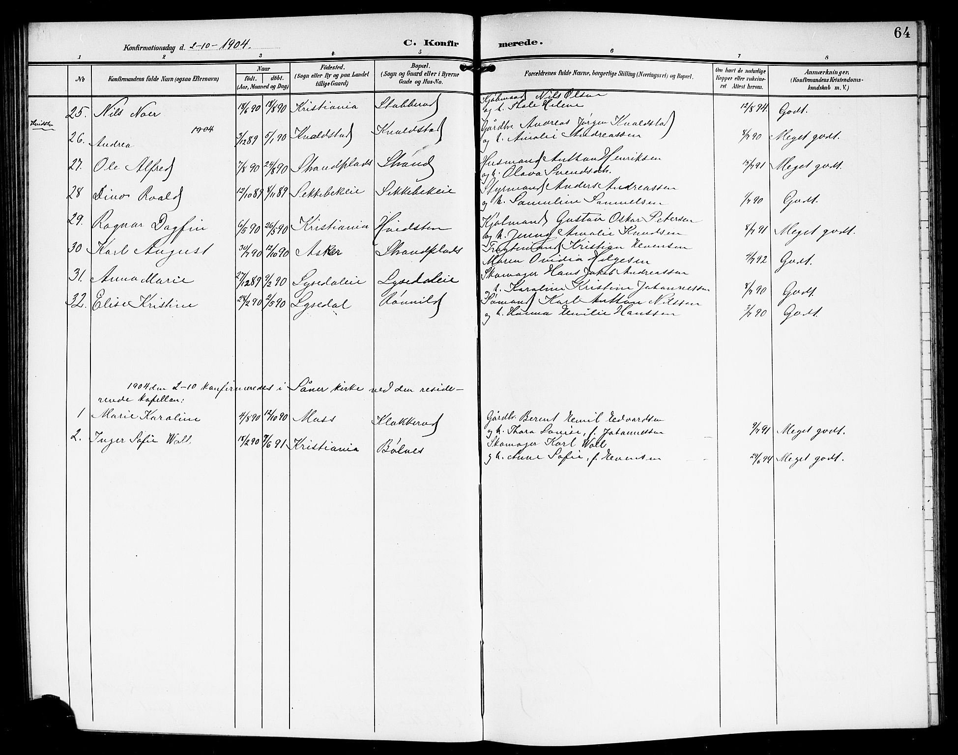 Vestby prestekontor Kirkebøker, SAO/A-10893/G/Ga/L0002: Parish register (copy) no. I 2, 1903-1916, p. 64