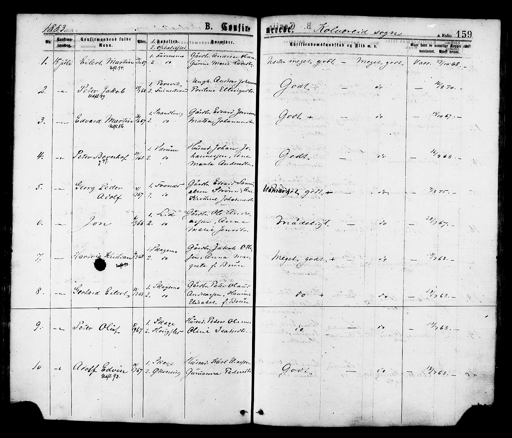 Ministerialprotokoller, klokkerbøker og fødselsregistre - Nord-Trøndelag, SAT/A-1458/780/L0642: Parish register (official) no. 780A07 /1, 1874-1885, p. 159