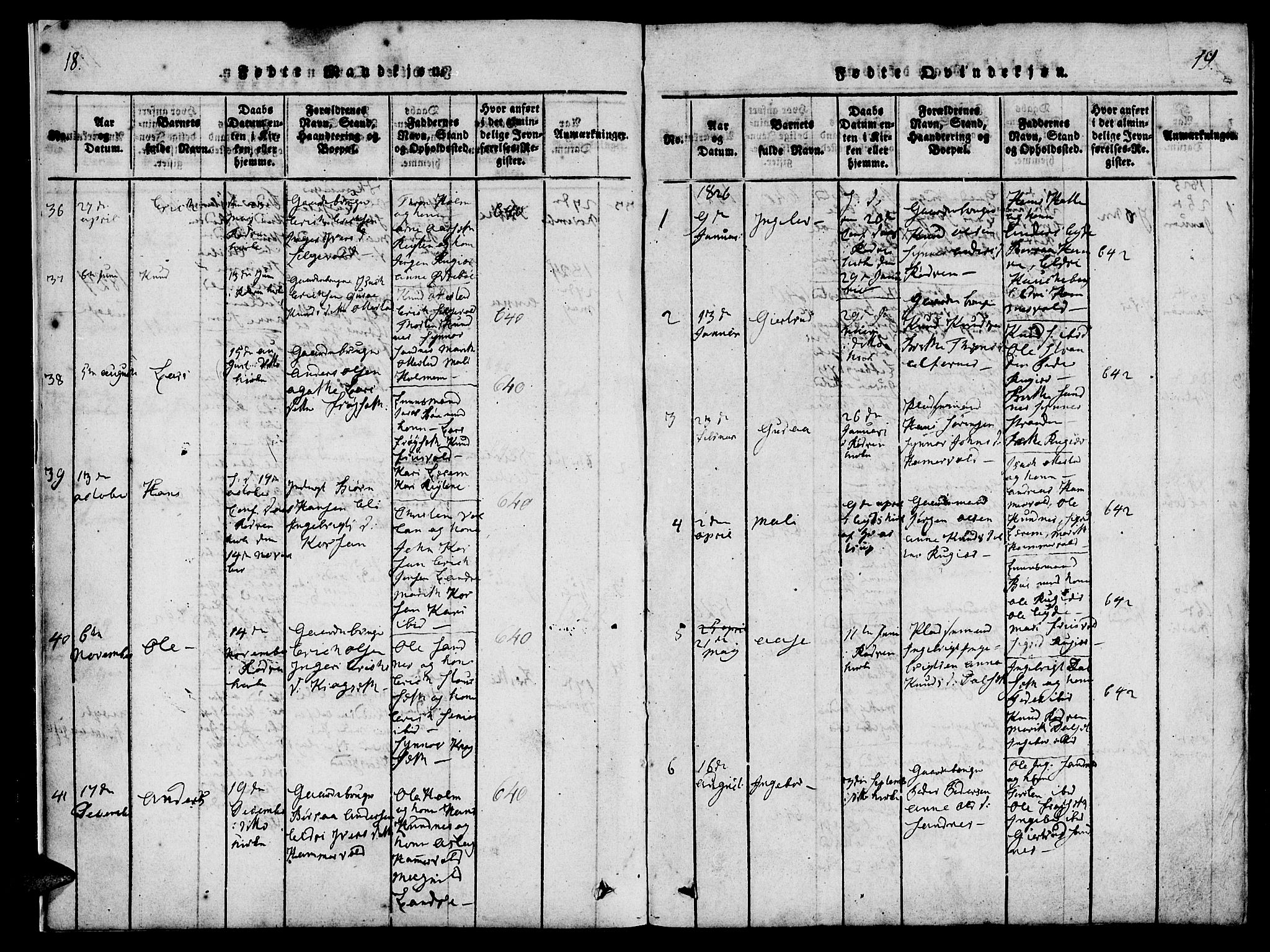 Ministerialprotokoller, klokkerbøker og fødselsregistre - Møre og Romsdal, SAT/A-1454/548/L0612: Parish register (official) no. 548A01, 1818-1846, p. 18-19