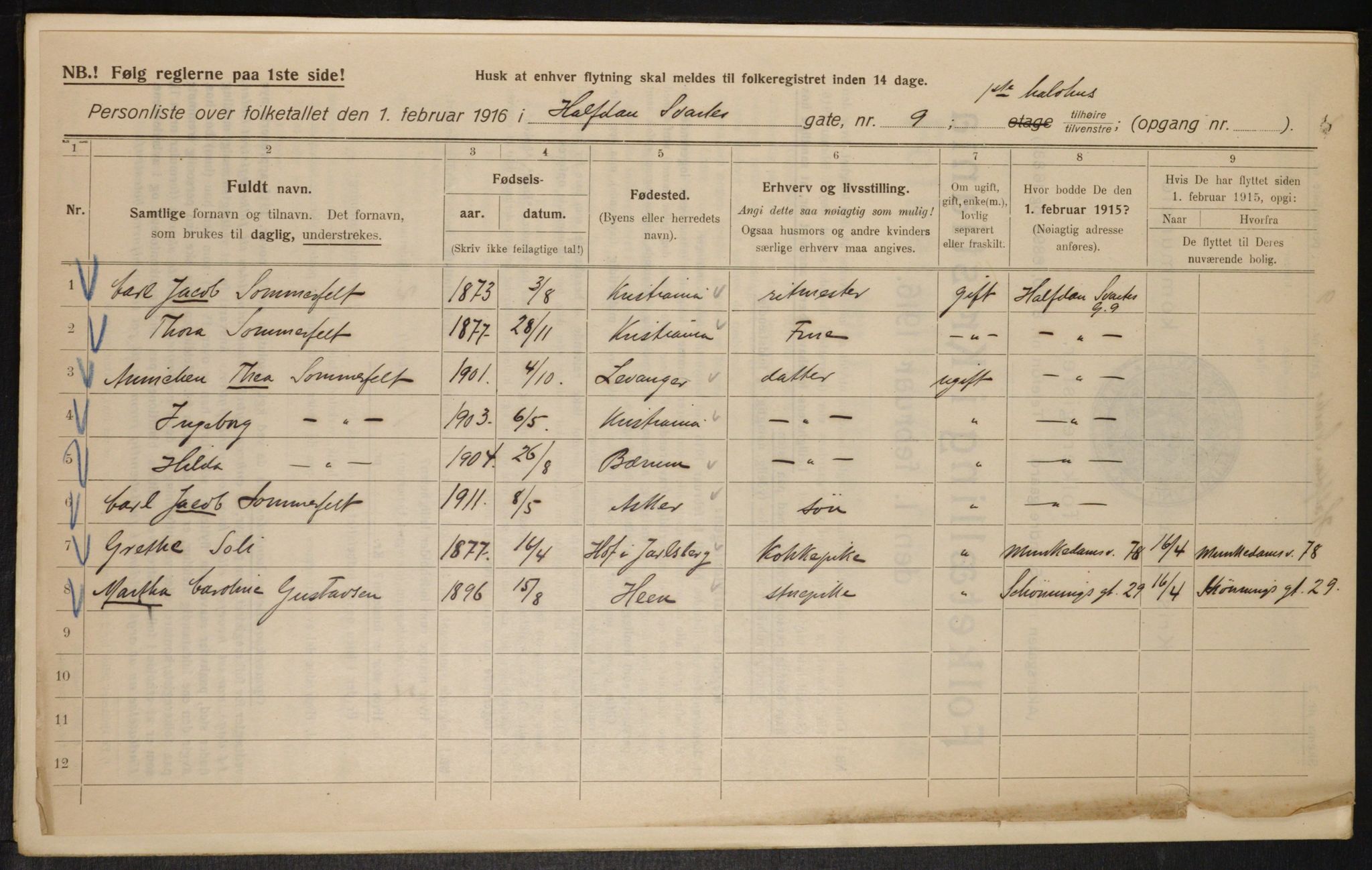 OBA, Municipal Census 1916 for Kristiania, 1916, p. 34716