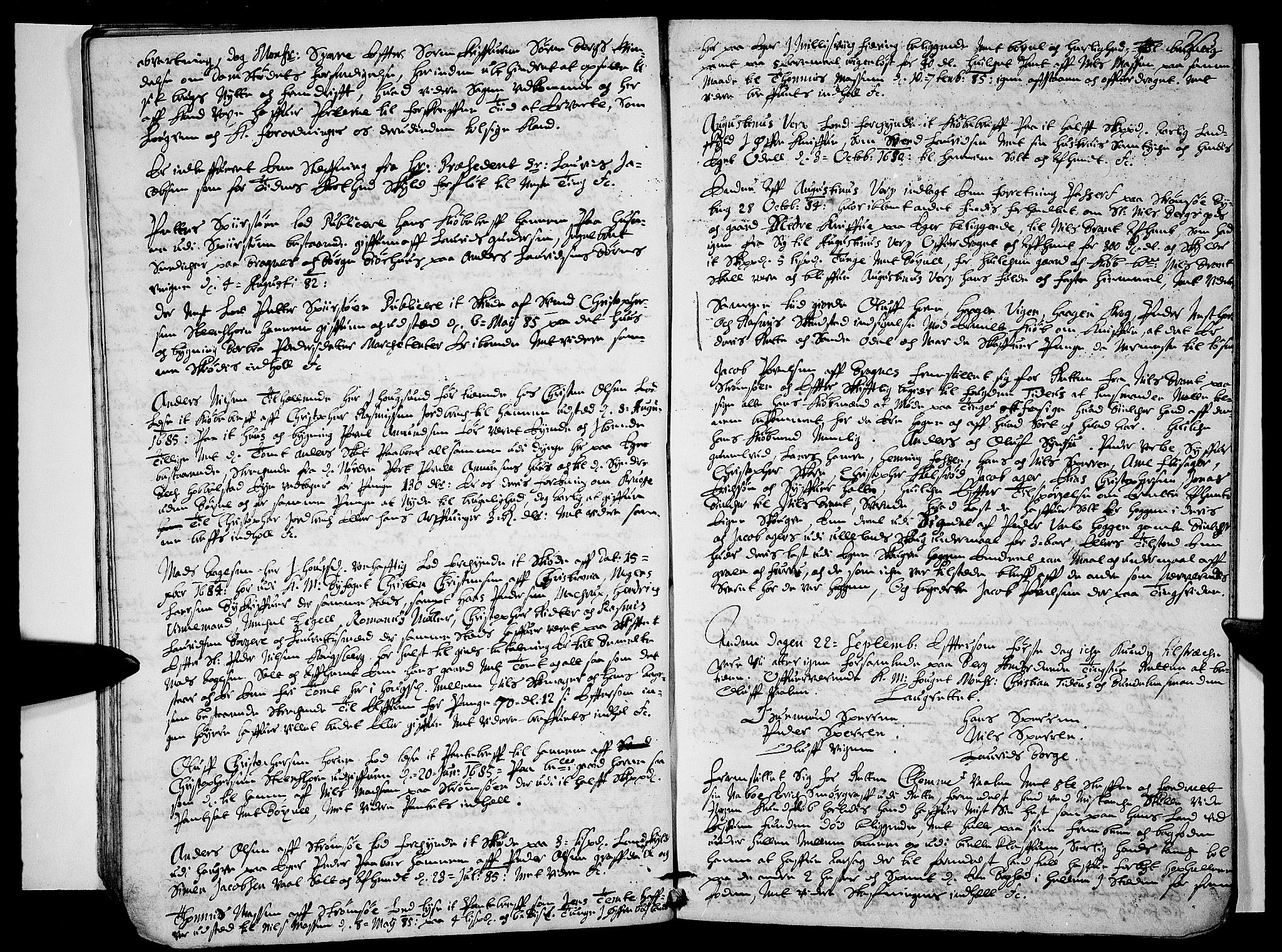 Eiker, Modum og Sigdal sorenskriveri, SAKO/A-123/F/Fa/Faa/L0020: Tingbok, 1685, p. 22b-23a