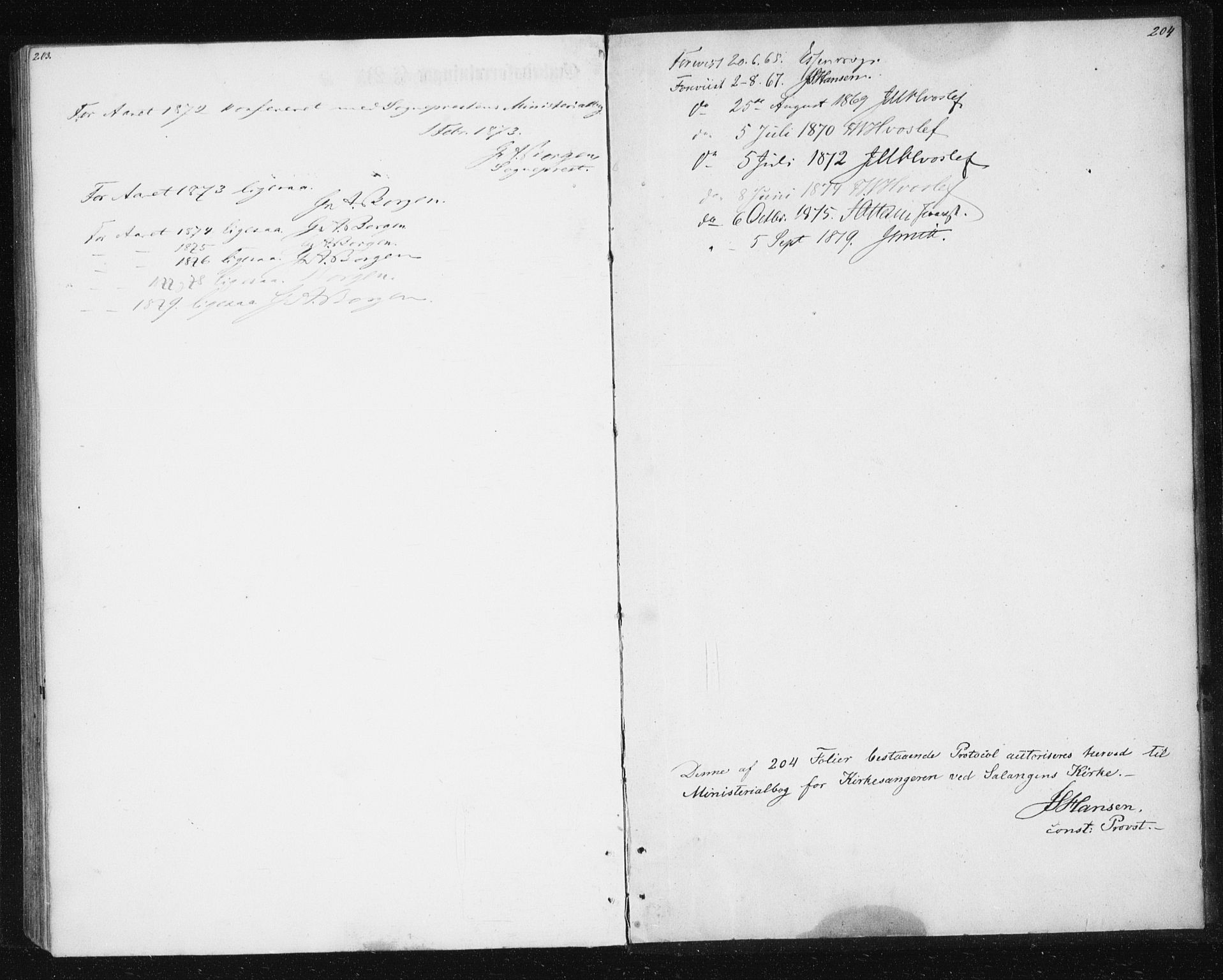 Ibestad sokneprestembete, SATØ/S-0077/H/Ha/Hab/L0013klokker: Parish register (copy) no. 13, 1865-1879, p. 204