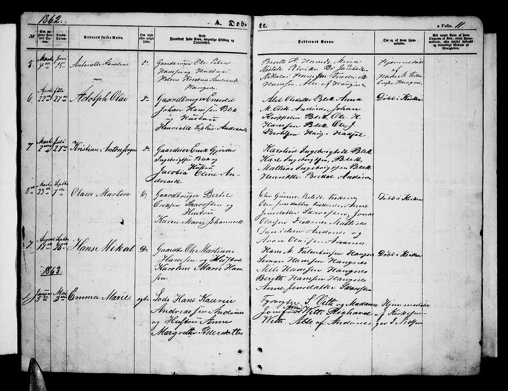 Ministerialprotokoller, klokkerbøker og fødselsregistre - Nordland, SAT/A-1459/899/L1447: Parish register (copy) no. 899C02, 1855-1886, p. 11