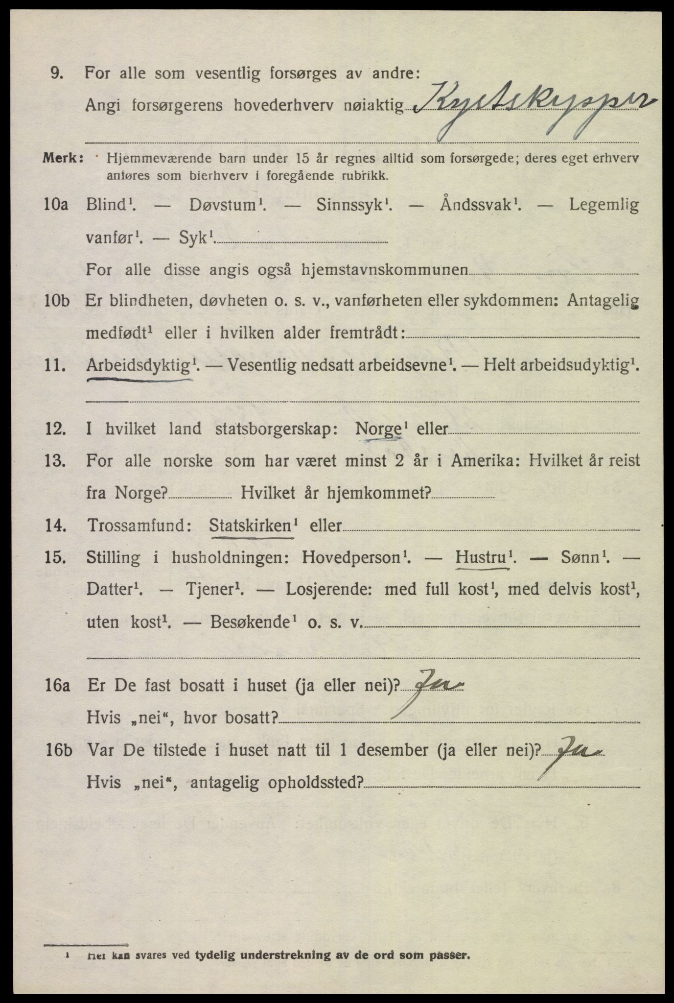 SAK, 1920 census for Sør-Audnedal, 1920, p. 4560