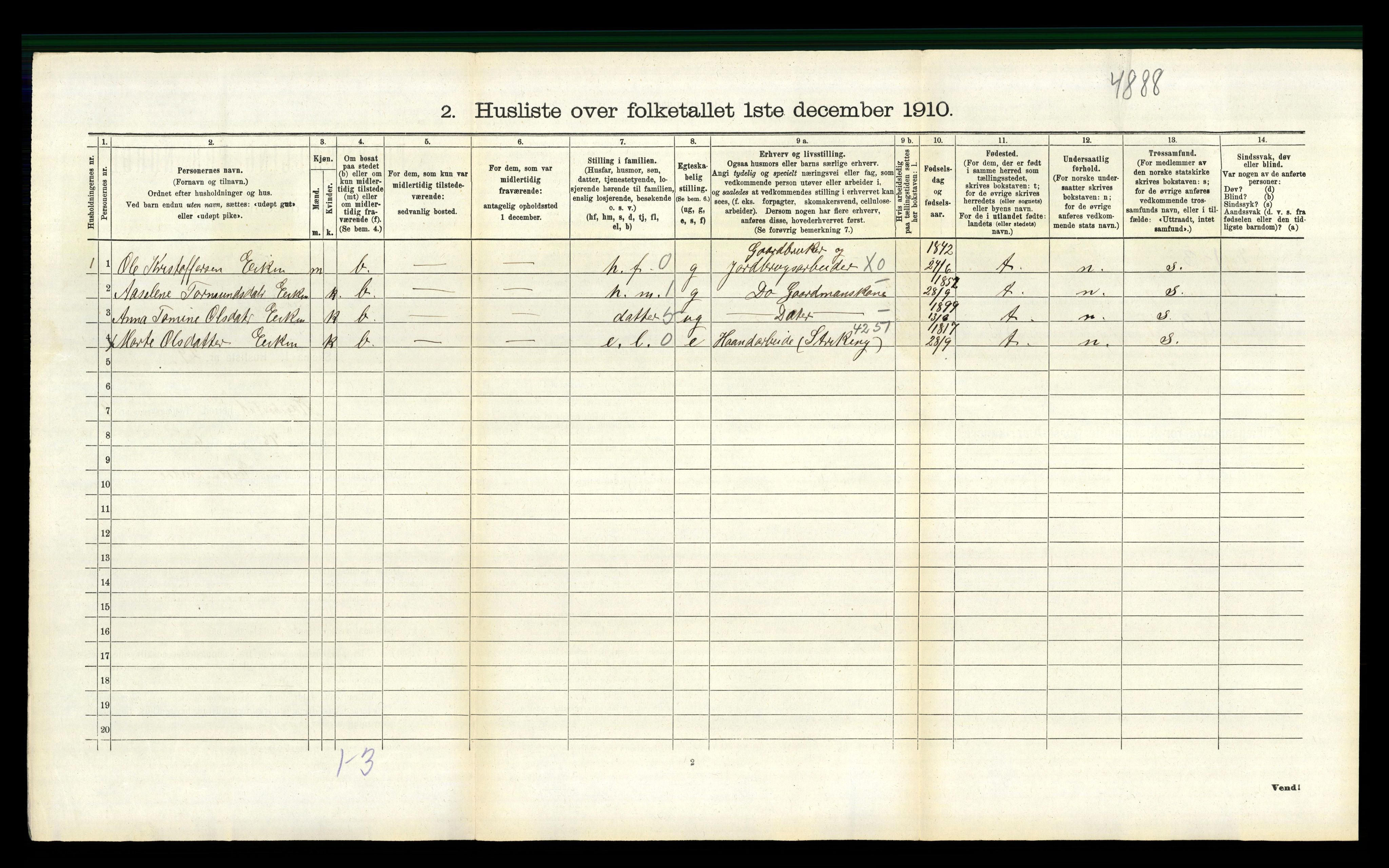 RA, 1910 census for Hægebostad, 1910, p. 764