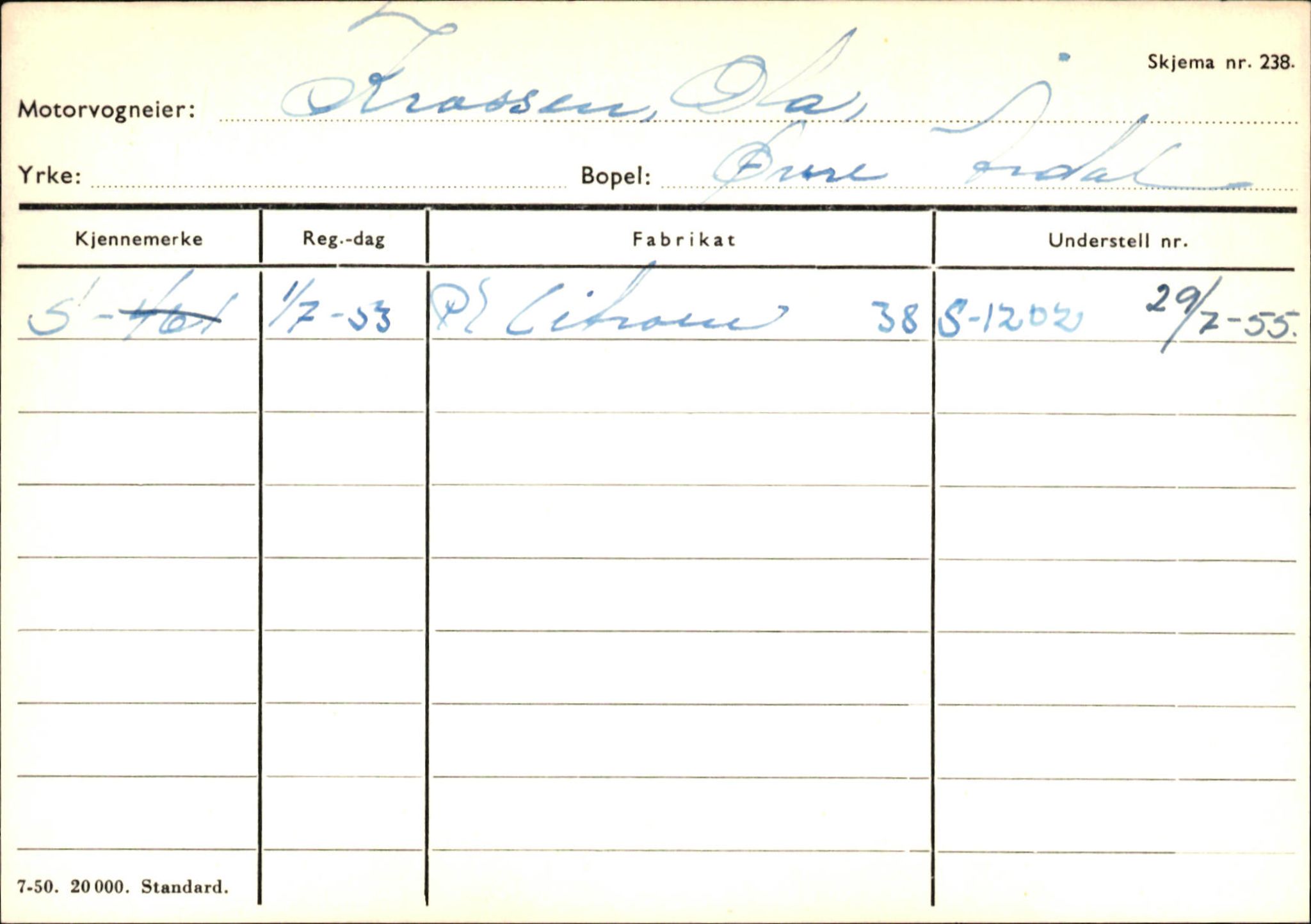 Statens vegvesen, Sogn og Fjordane vegkontor, AV/SAB-A-5301/4/F/L0145: Registerkort Vågsøy S-Å. Årdal I-P, 1945-1975, p. 1257