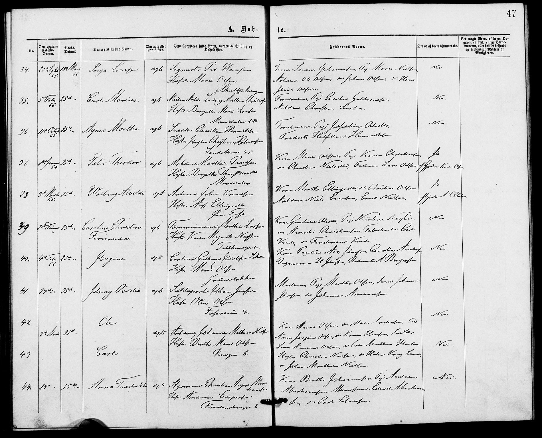 Gamle Aker prestekontor Kirkebøker, AV/SAO-A-10617a/G/L0002: Parish register (copy) no. 2, 1864-1869, p. 47
