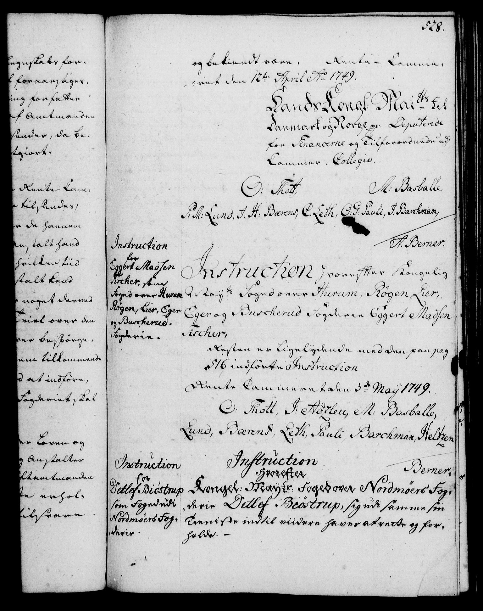 Rentekammeret, Kammerkanselliet, RA/EA-3111/G/Gg/Ggi/L0002: Norsk instruksjonsprotokoll med register (merket RK 53.35), 1729-1751, p. 528