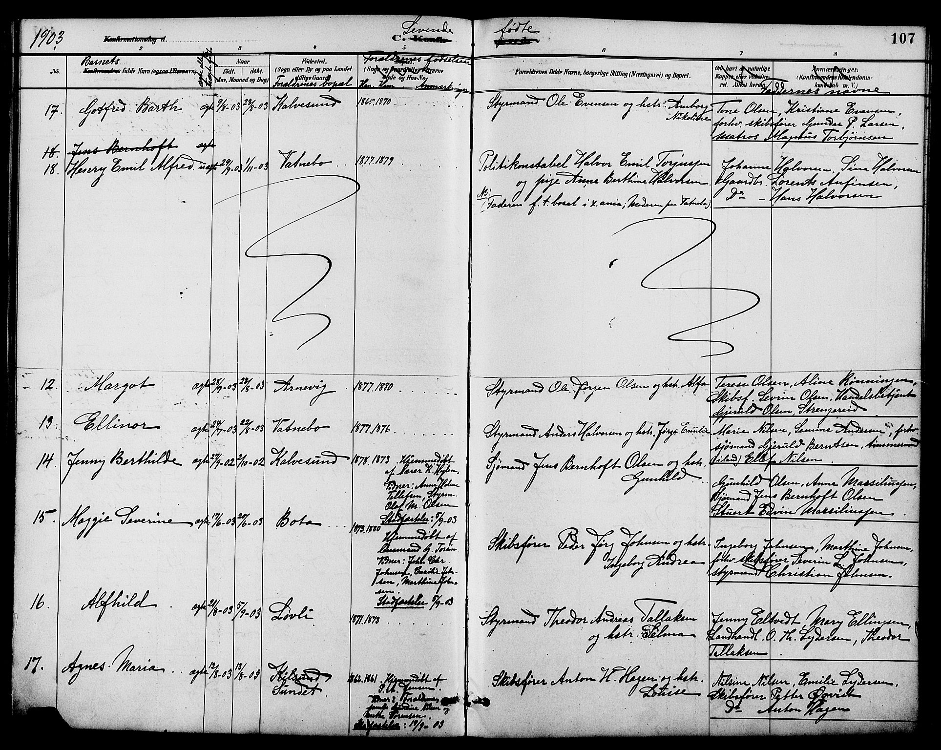 Dypvåg sokneprestkontor, AV/SAK-1111-0007/F/Fb/Fbb/L0004: Parish register (copy) no. B 4, 1887-1905, p. 107