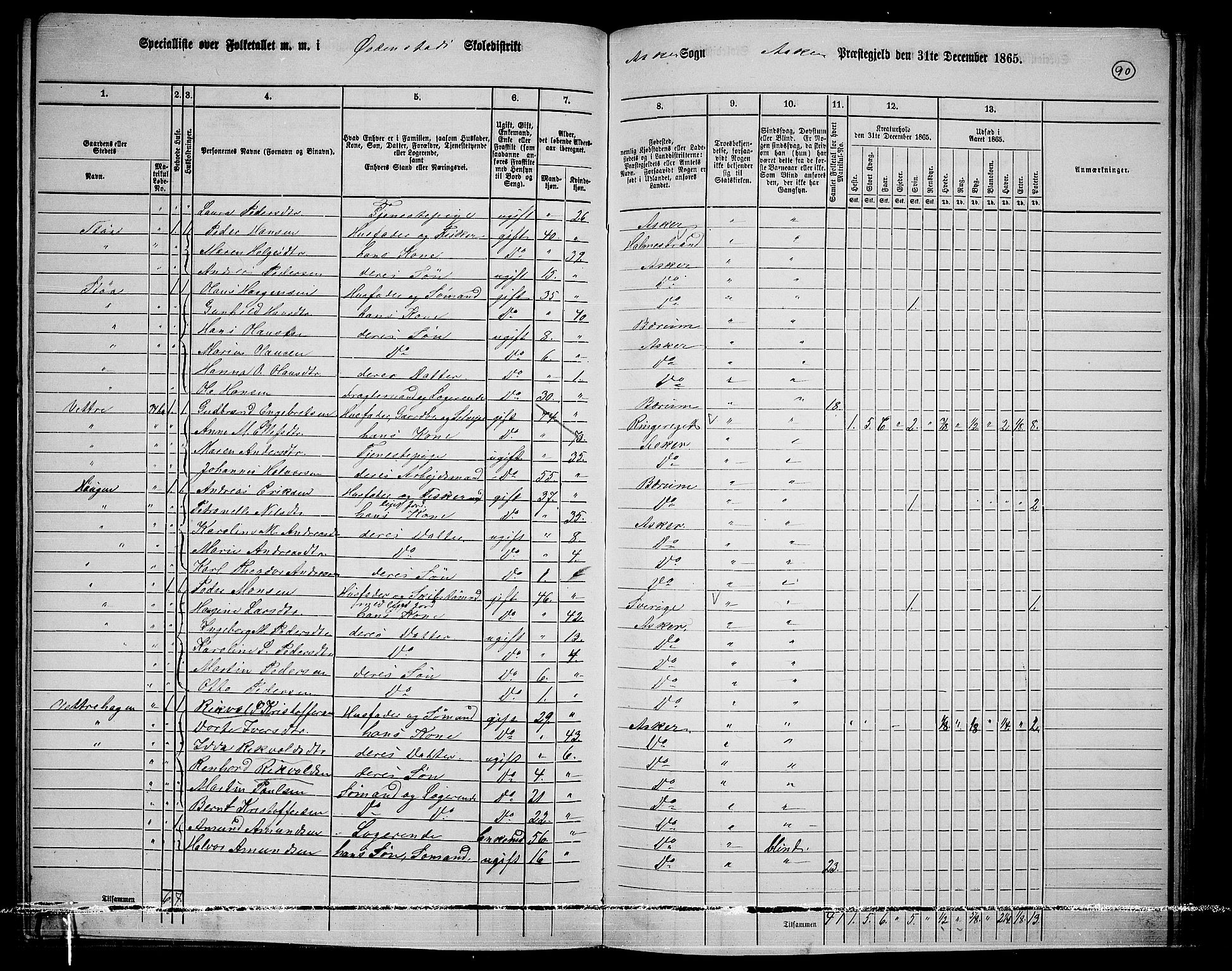 RA, 1865 census for Asker, 1865, p. 86
