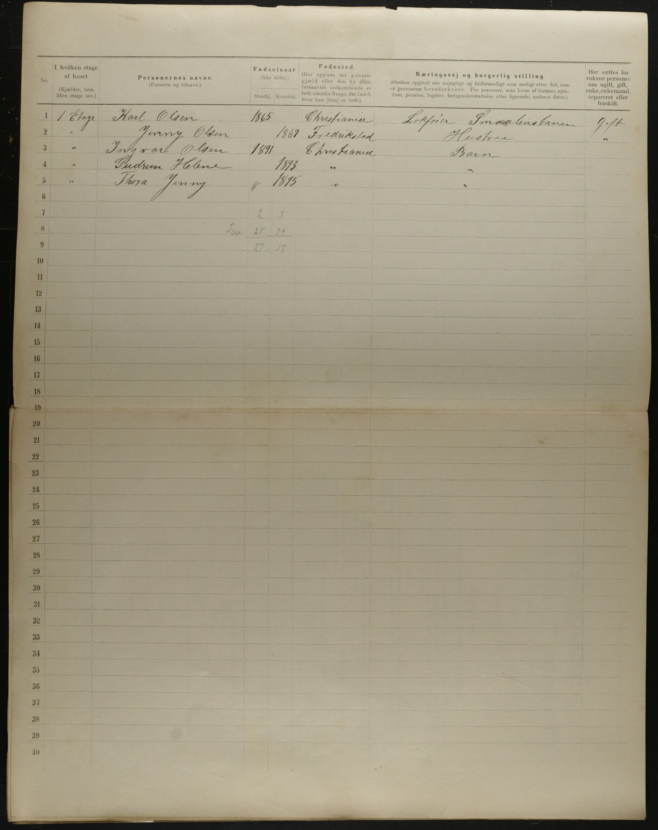 OBA, Municipal Census 1901 for Kristiania, 1901, p. 13866