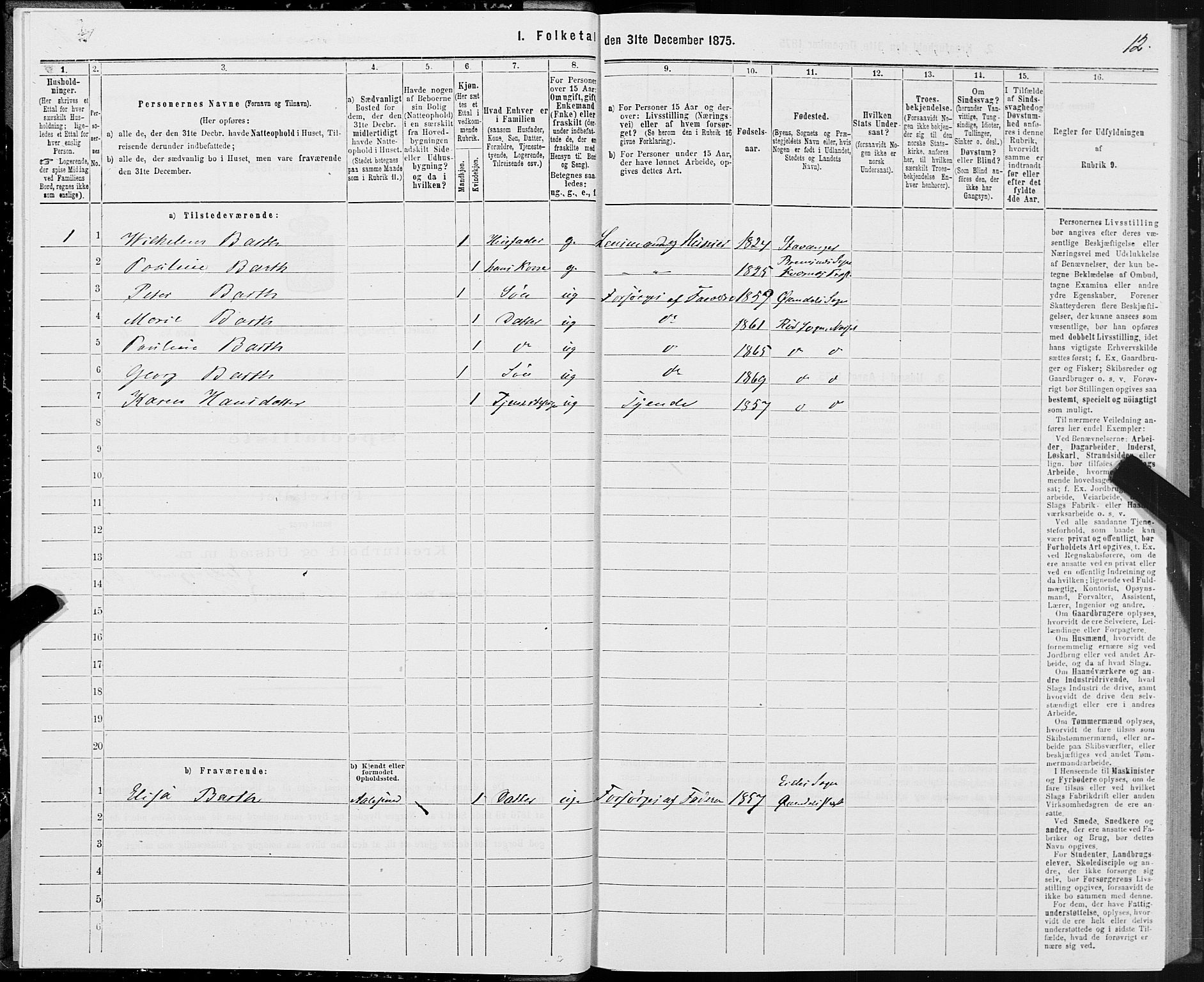 SAT, 1875 census for 1543P Nesset, 1875, p. 2012