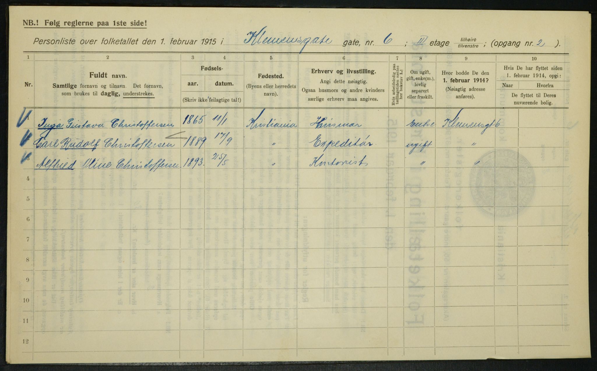 OBA, Municipal Census 1915 for Kristiania, 1915, p. 12887