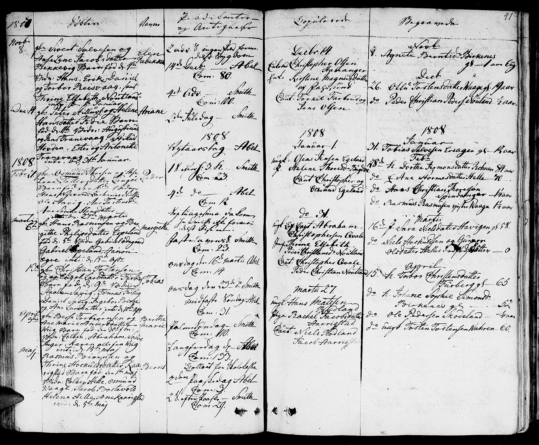 Herad sokneprestkontor, SAK/1111-0018/F/Fa/Fab/L0001: Parish register (official) no. A 1, 1797-1839, p. 41