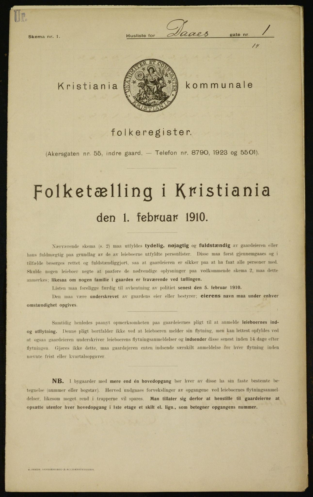 OBA, Municipal Census 1910 for Kristiania, 1910, p. 16938