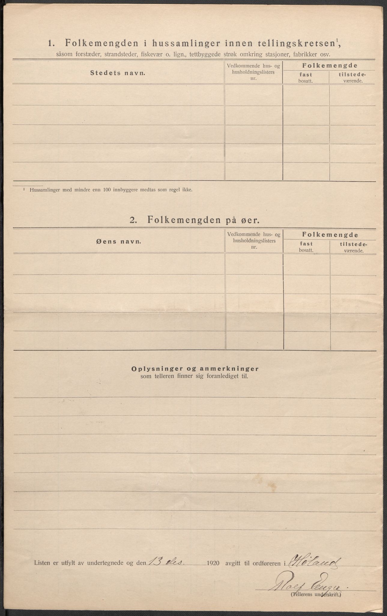 SAO, 1920 census for Høland, 1920, p. 36