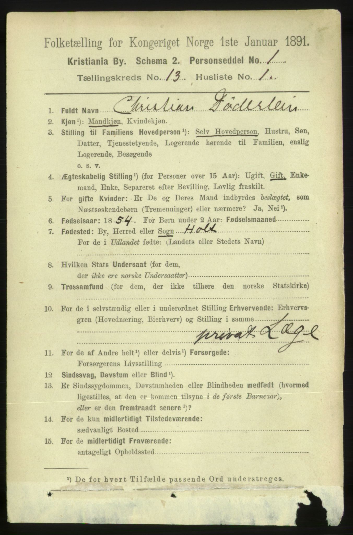 RA, 1891 census for 0301 Kristiania, 1891, p. 5971