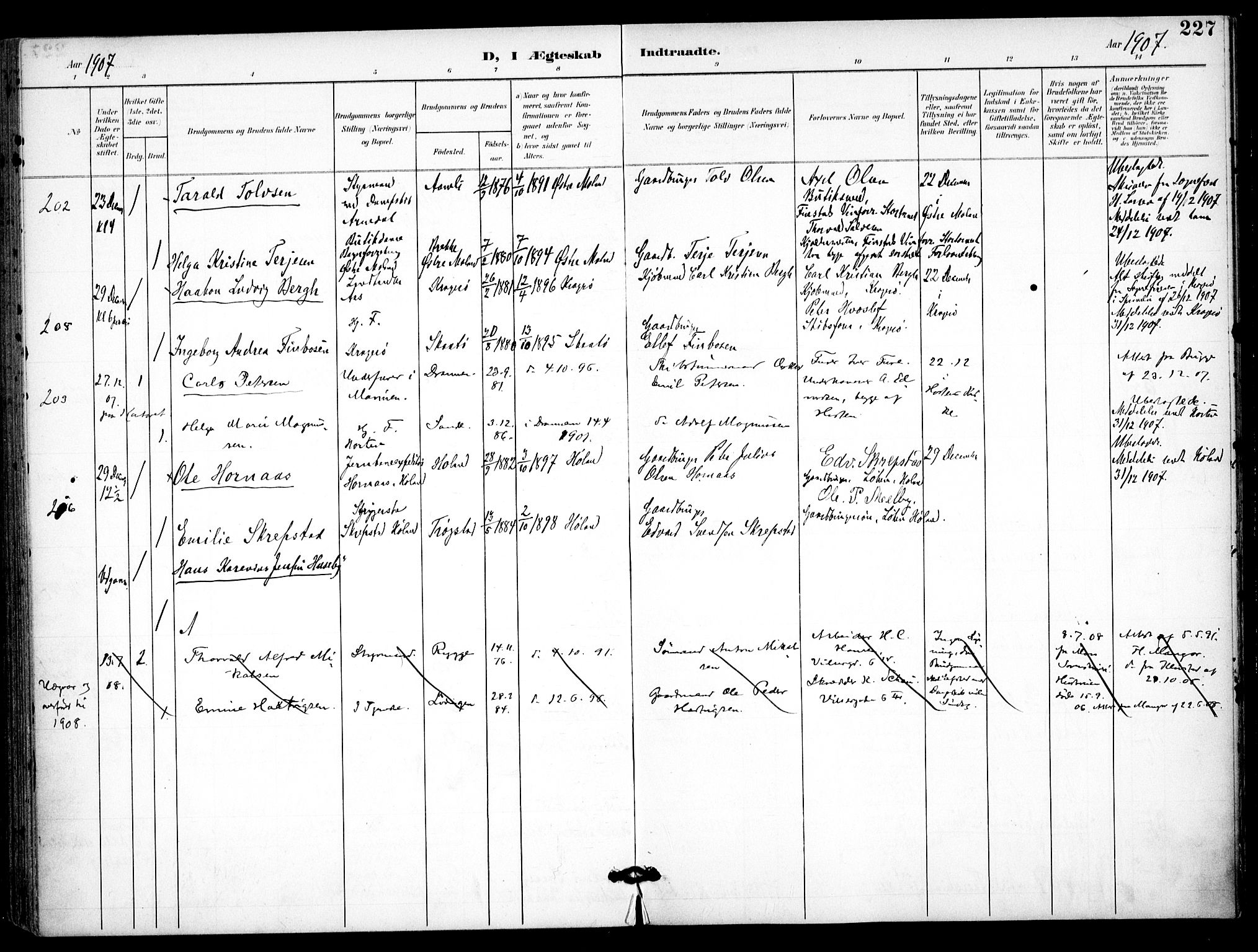 Trefoldighet prestekontor Kirkebøker, SAO/A-10882/F/Fc/L0005: Parish register (official) no. III 5, 1900-1908, p. 227