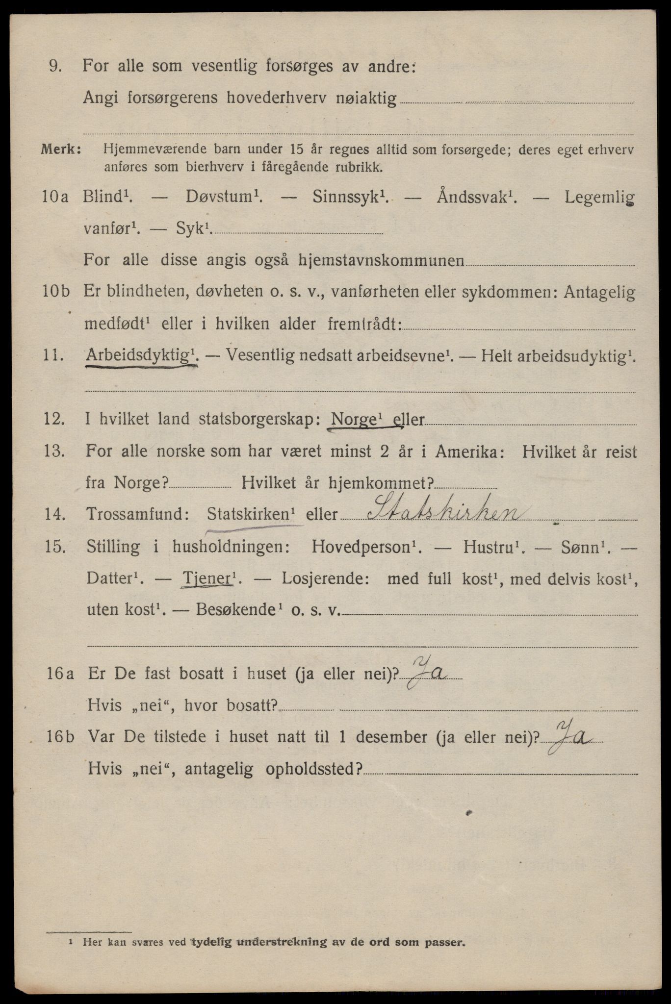 SAT, 1920 census for Trondheim, 1920, p. 120849