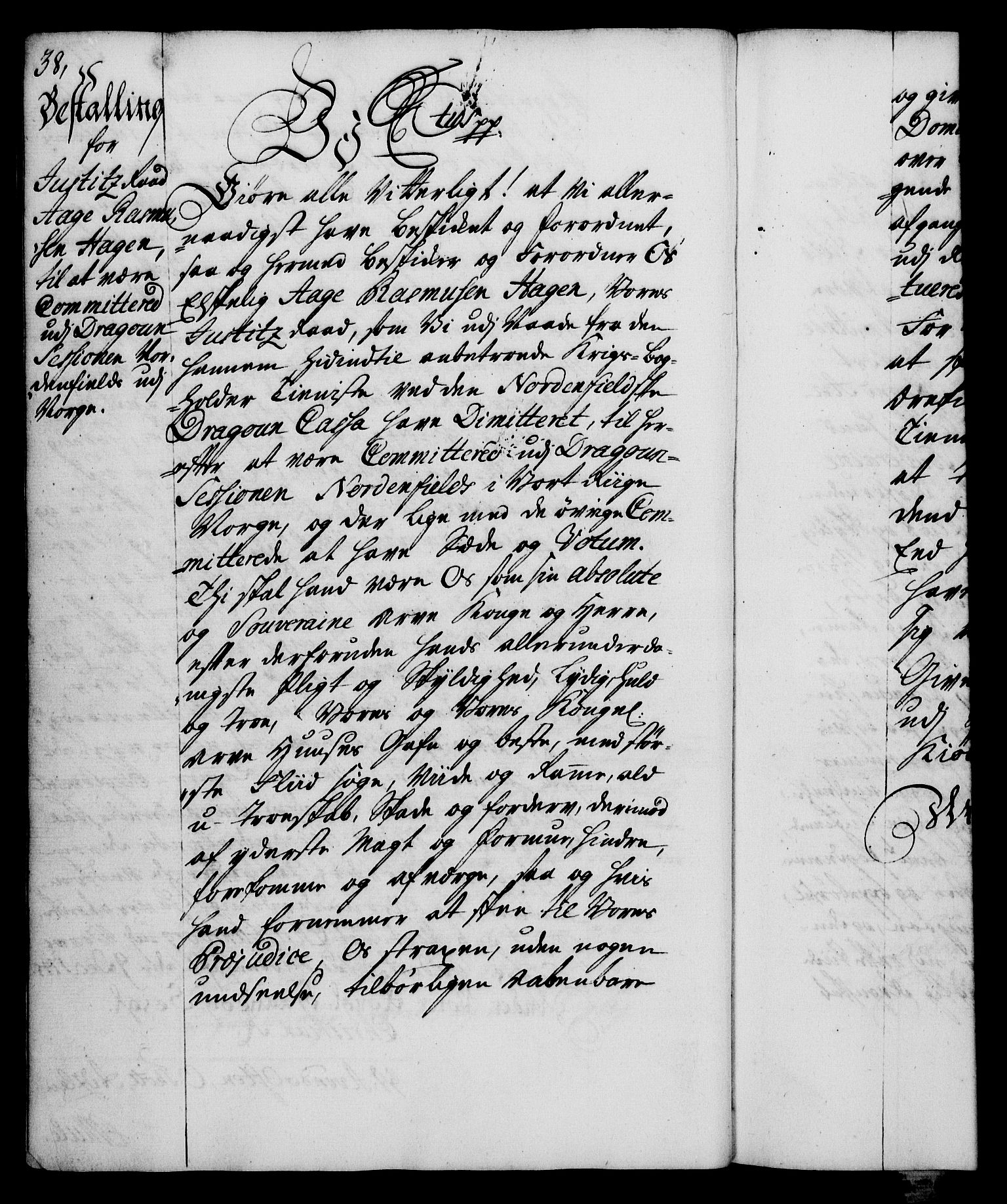 Rentekammeret, Kammerkanselliet, RA/EA-3111/G/Gg/Gge/L0003: Norsk bestallingsprotokoll med register (merket RK 53.27), 1745-1761, p. 38