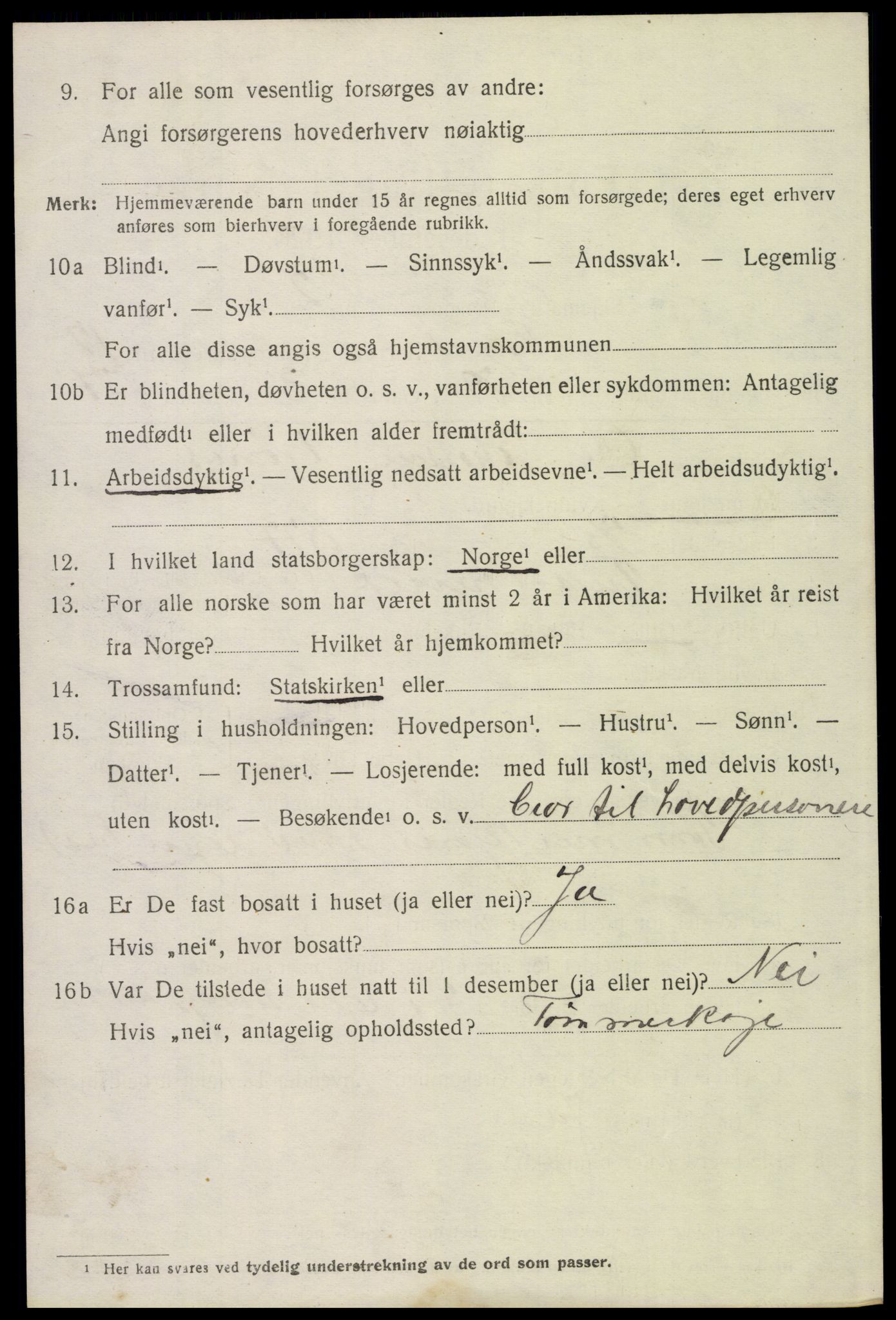 SAH, 1920 census for Trysil, 1920, p. 7520