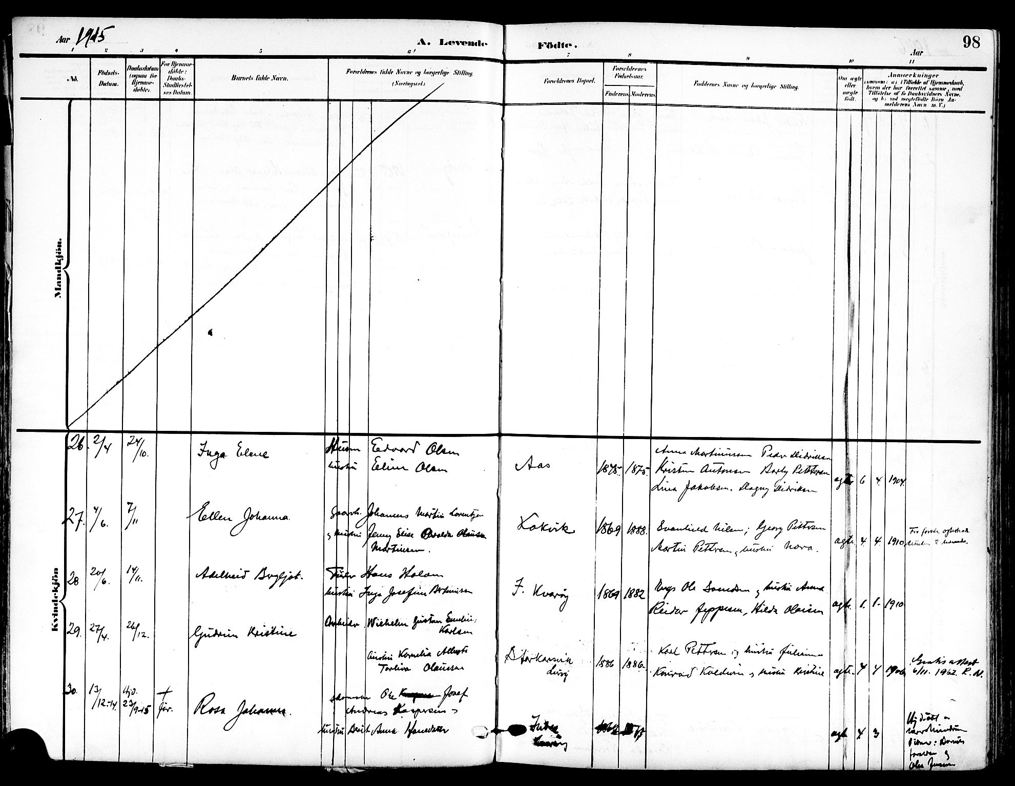 Ministerialprotokoller, klokkerbøker og fødselsregistre - Nordland, SAT/A-1459/839/L0569: Parish register (official) no. 839A06, 1903-1922, p. 98