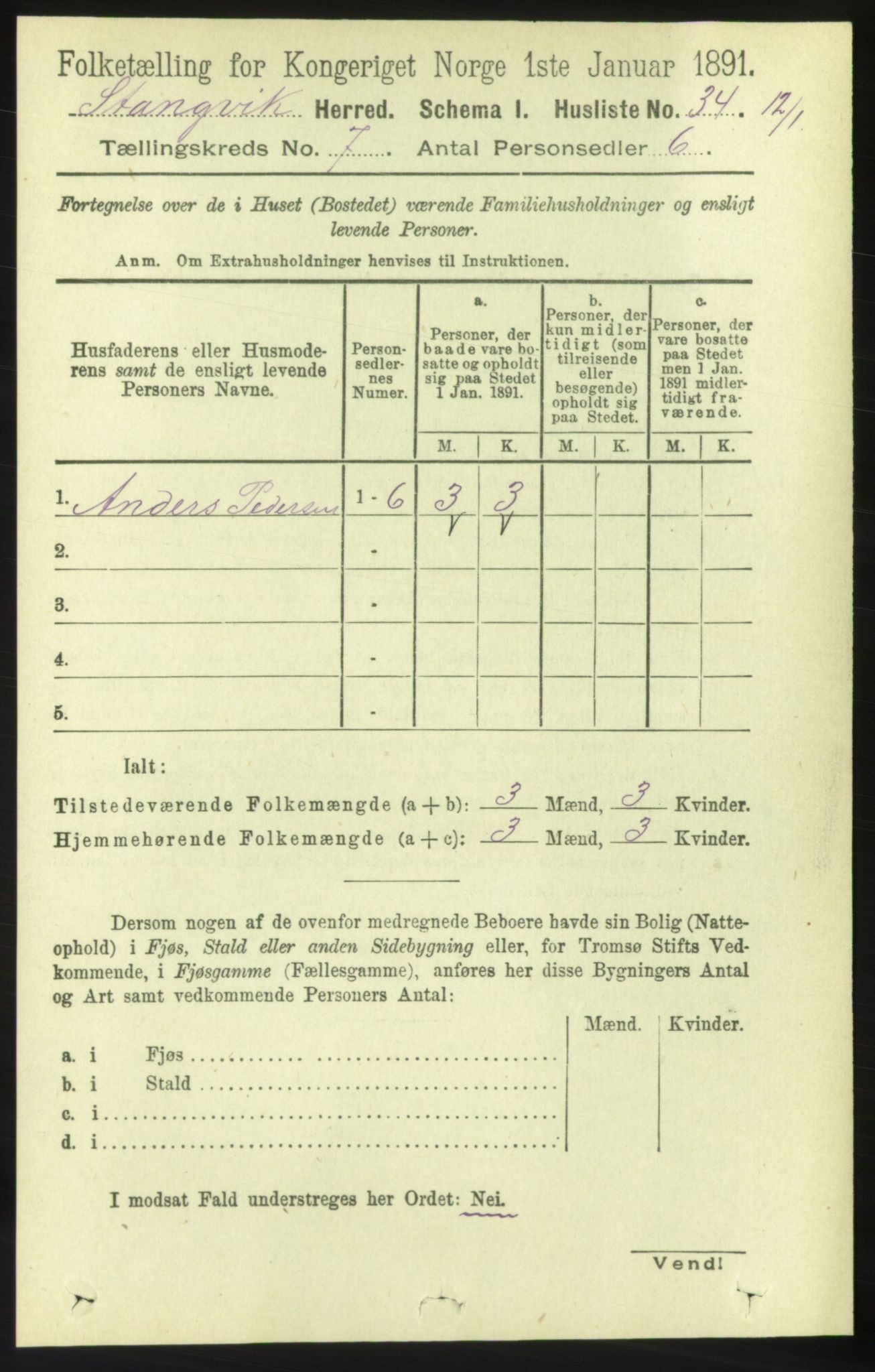 RA, 1891 census for 1564 Stangvik, 1891, p. 3006