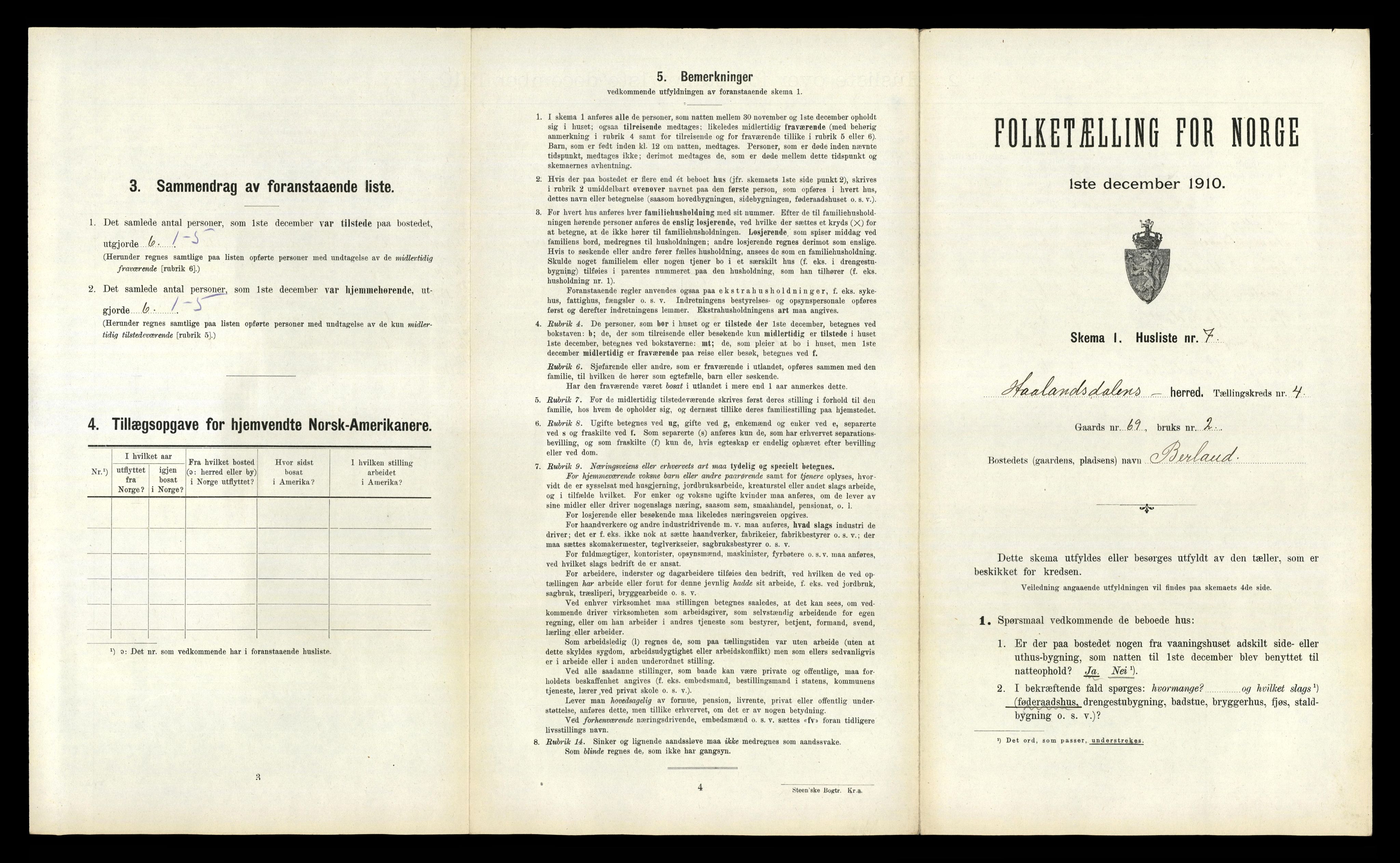 RA, 1910 census for Hålandsdal, 1910, p. 196