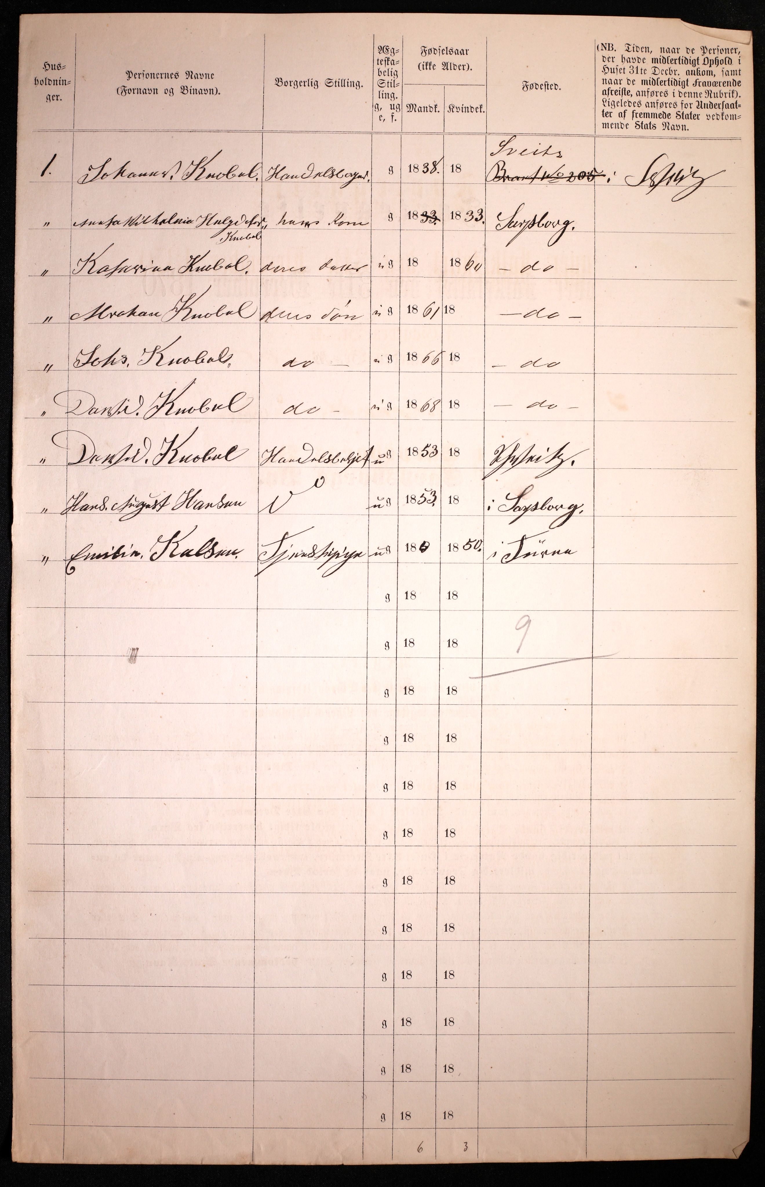 RA, 1870 census for 0102 Sarpsborg, 1870, p. 34