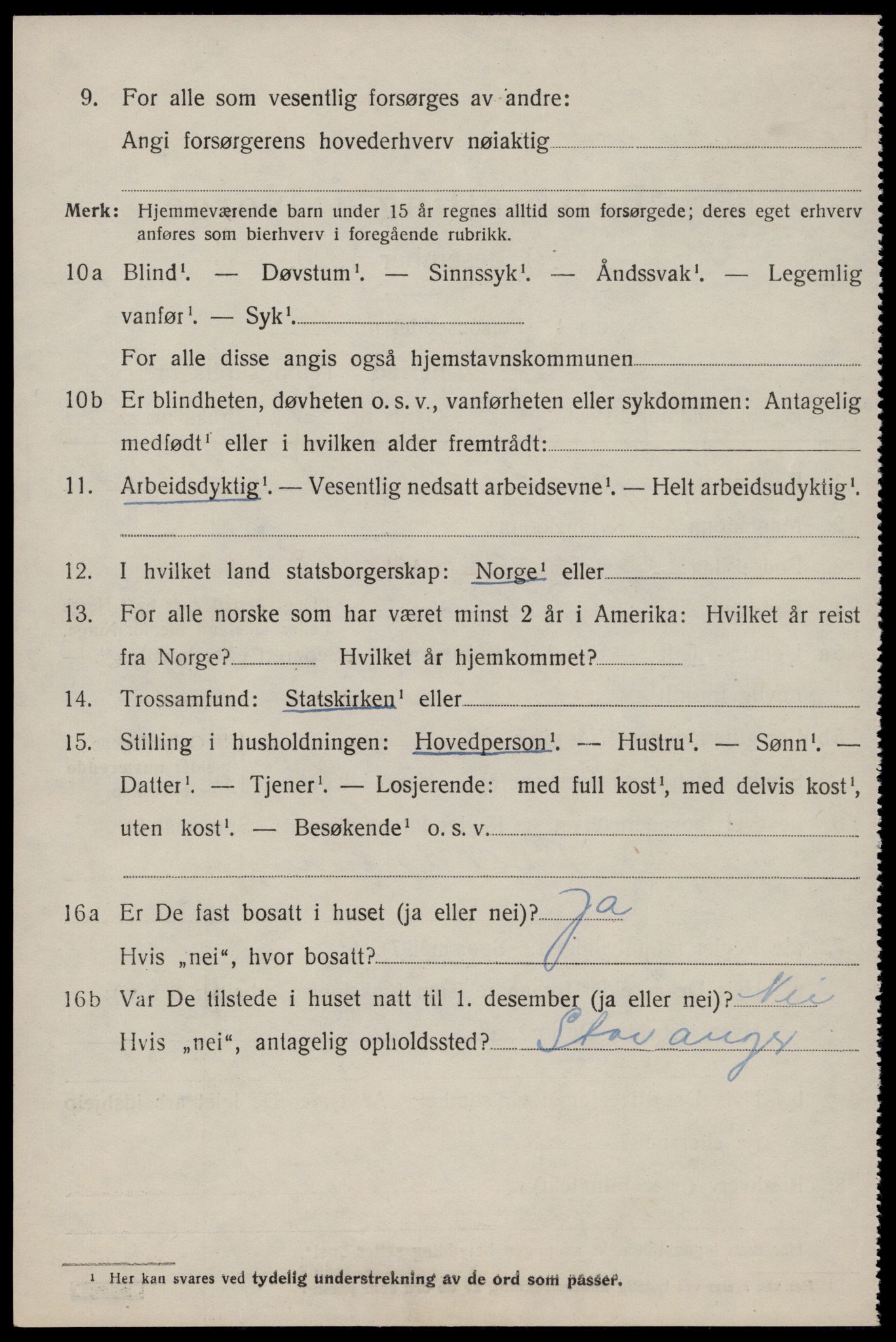 SAST, 1920 census for Jelsa, 1920, p. 1883