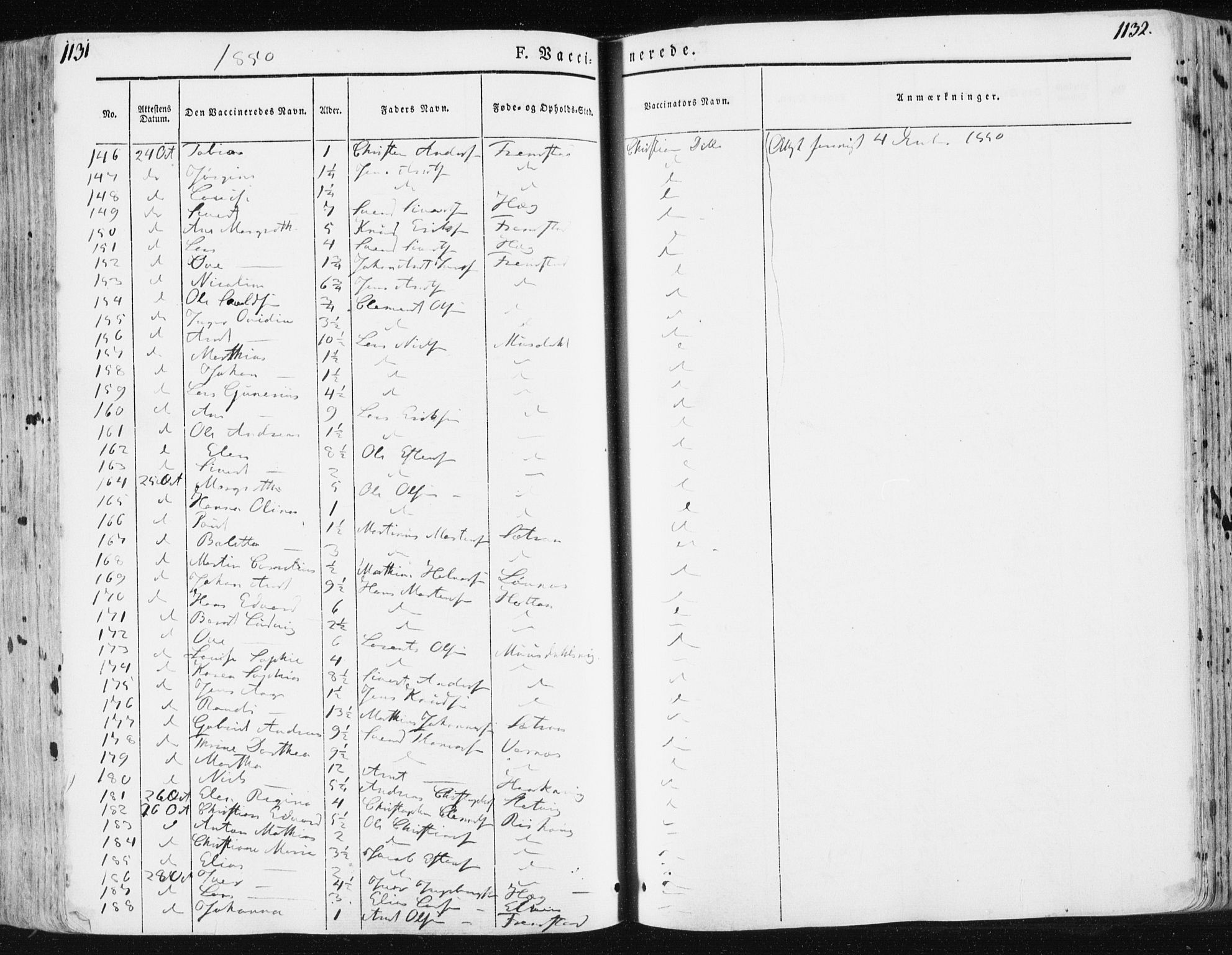Ministerialprotokoller, klokkerbøker og fødselsregistre - Sør-Trøndelag, AV/SAT-A-1456/659/L0736: Parish register (official) no. 659A06, 1842-1856, p. 1131-1132