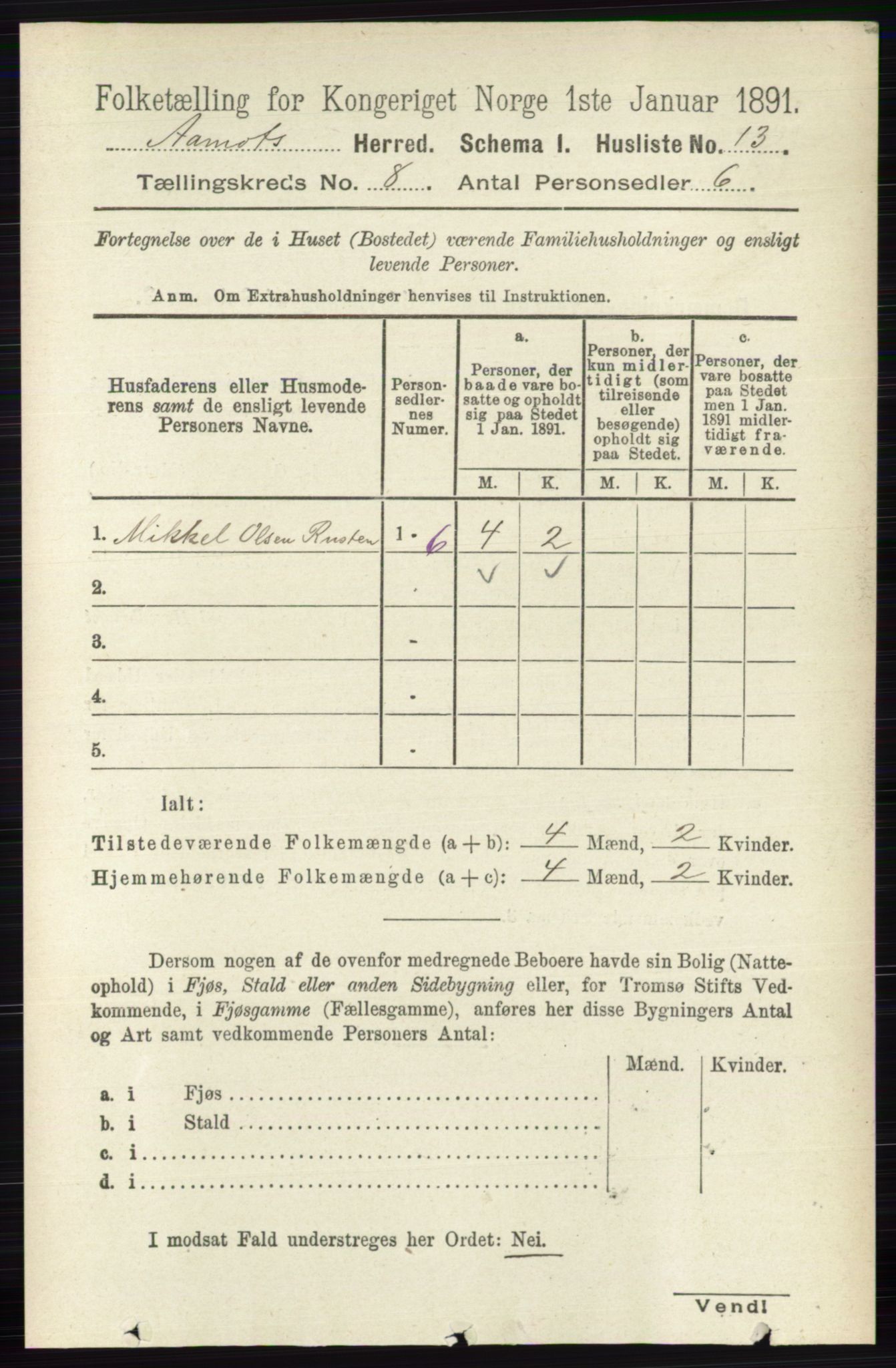 RA, 1891 census for 0429 Åmot, 1891, p. 3314