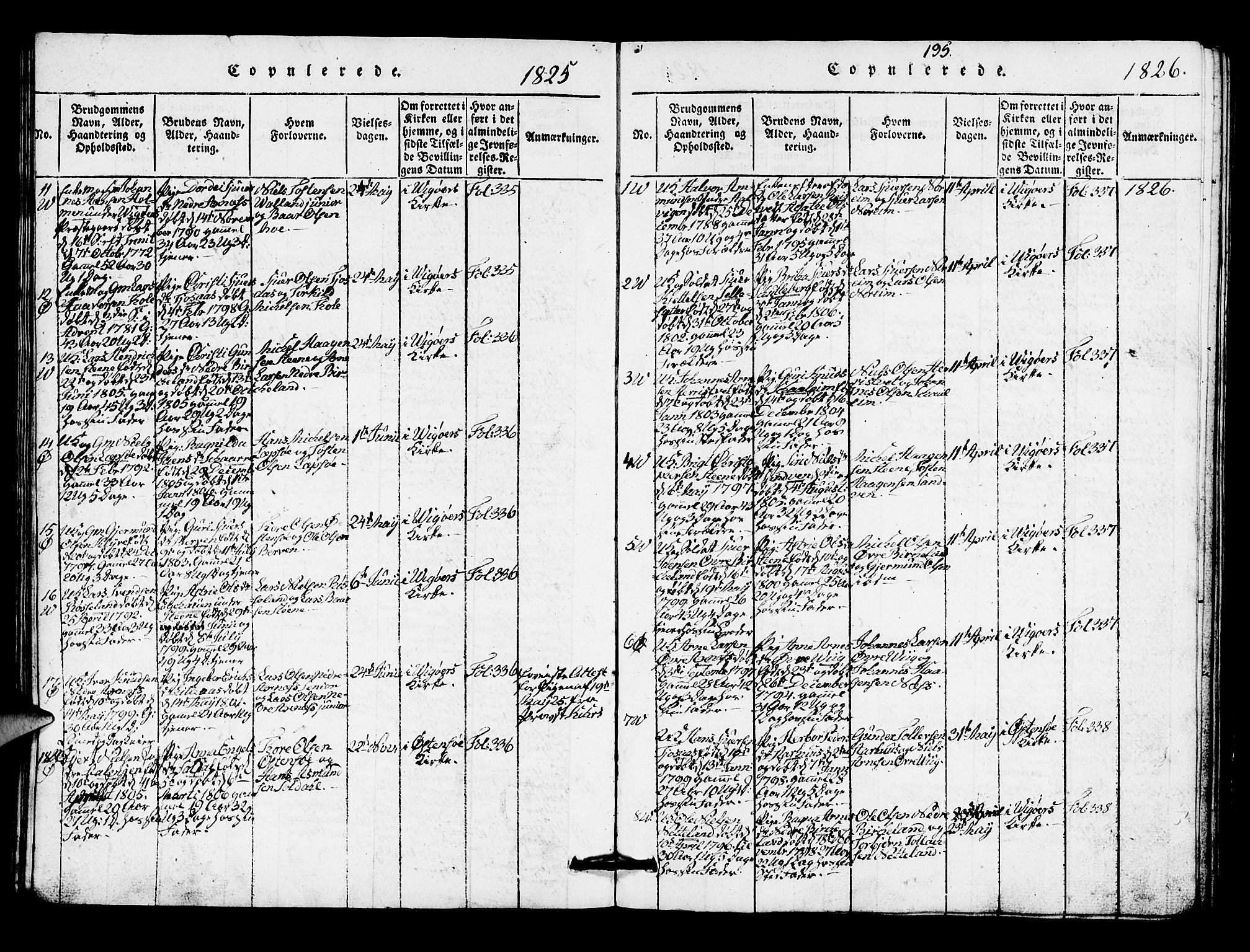 Kvam sokneprestembete, SAB/A-76201/H/Hab: Parish register (copy) no. A 1, 1818-1832, p. 195