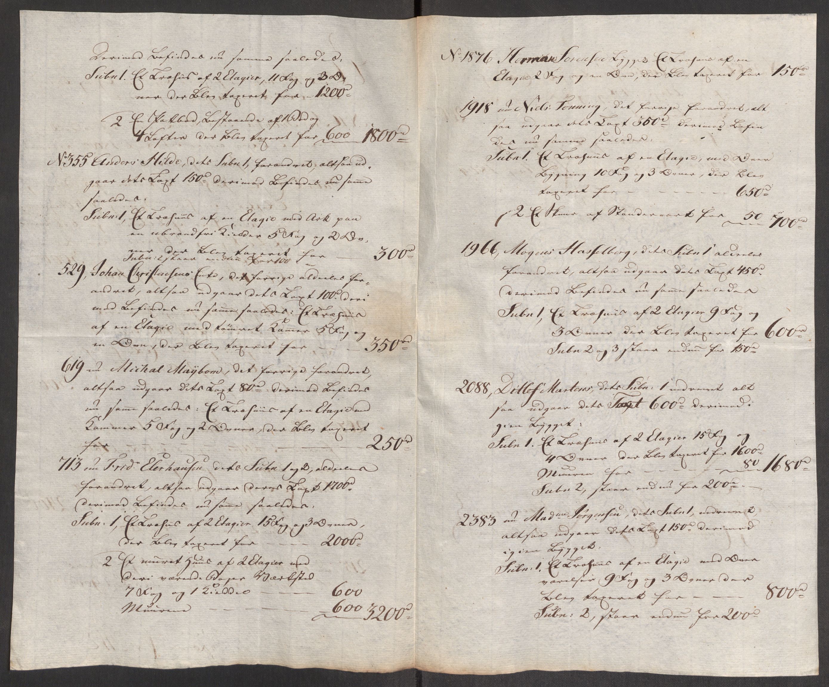 Kommersekollegiet, Brannforsikringskontoret 1767-1814, AV/RA-EA-5458/F/Fa/L0006/0002: Bergen / Dokumenter, 1797-1807