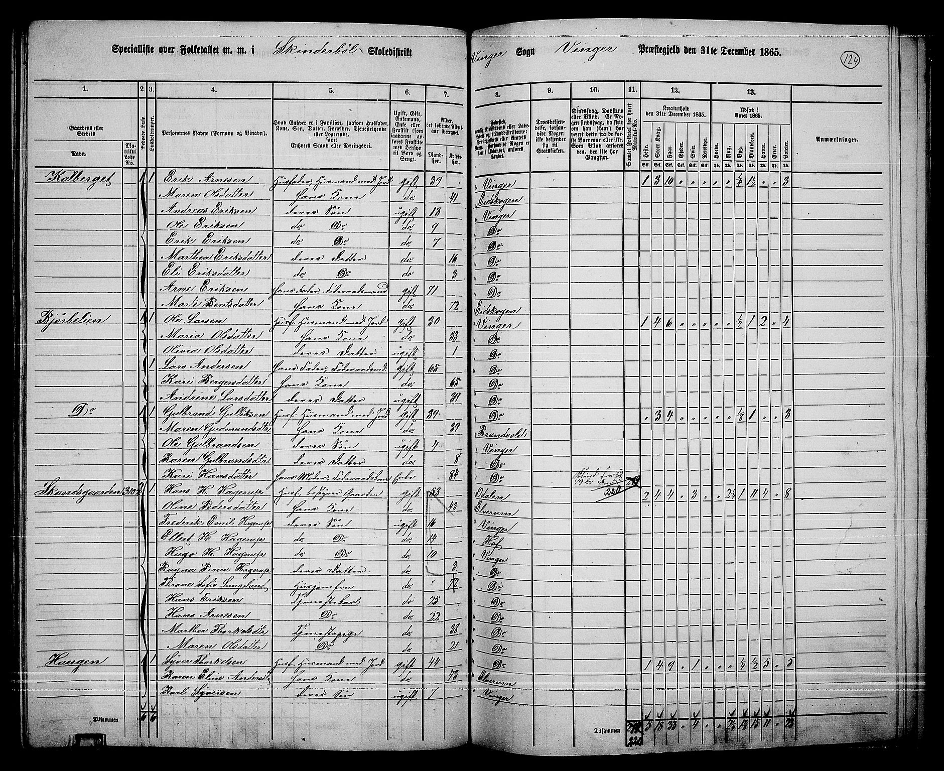 RA, 1865 census for Vinger/Vinger og Austmarka, 1865, p. 112